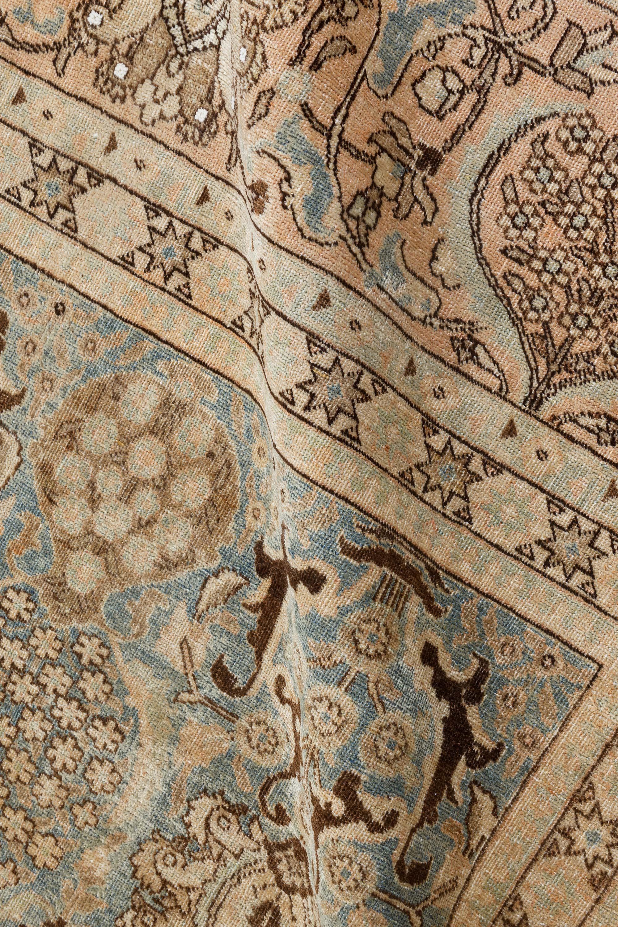 Authentic 19th Century Persian Tabriz Handmade Wool Rug
Size: 11'0