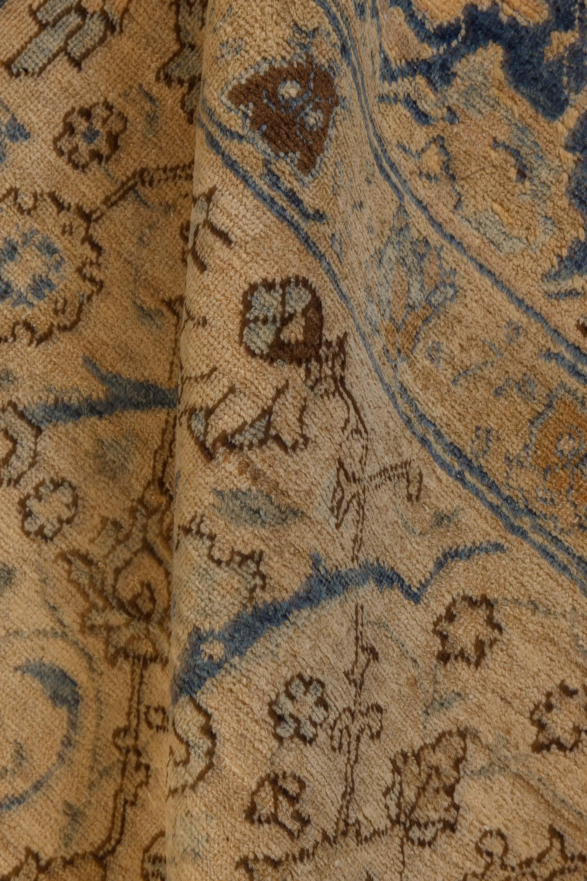 Authentic 19th Century Persian Tabriz Botanic Handmade Wool Rug
Size: 10'9