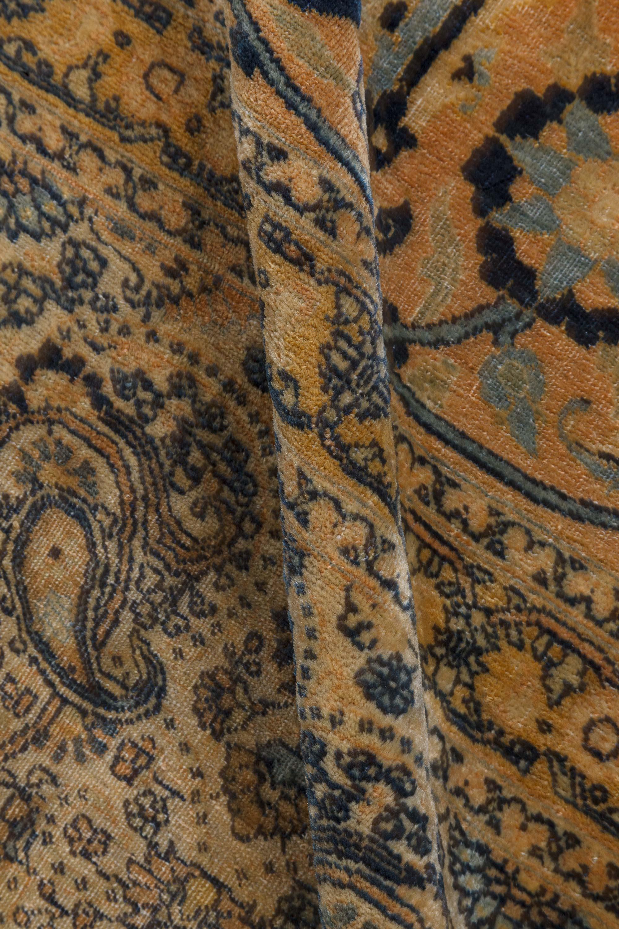 Authentic 19th century Persian Tabriz handmade wool rug
Size: 12'3