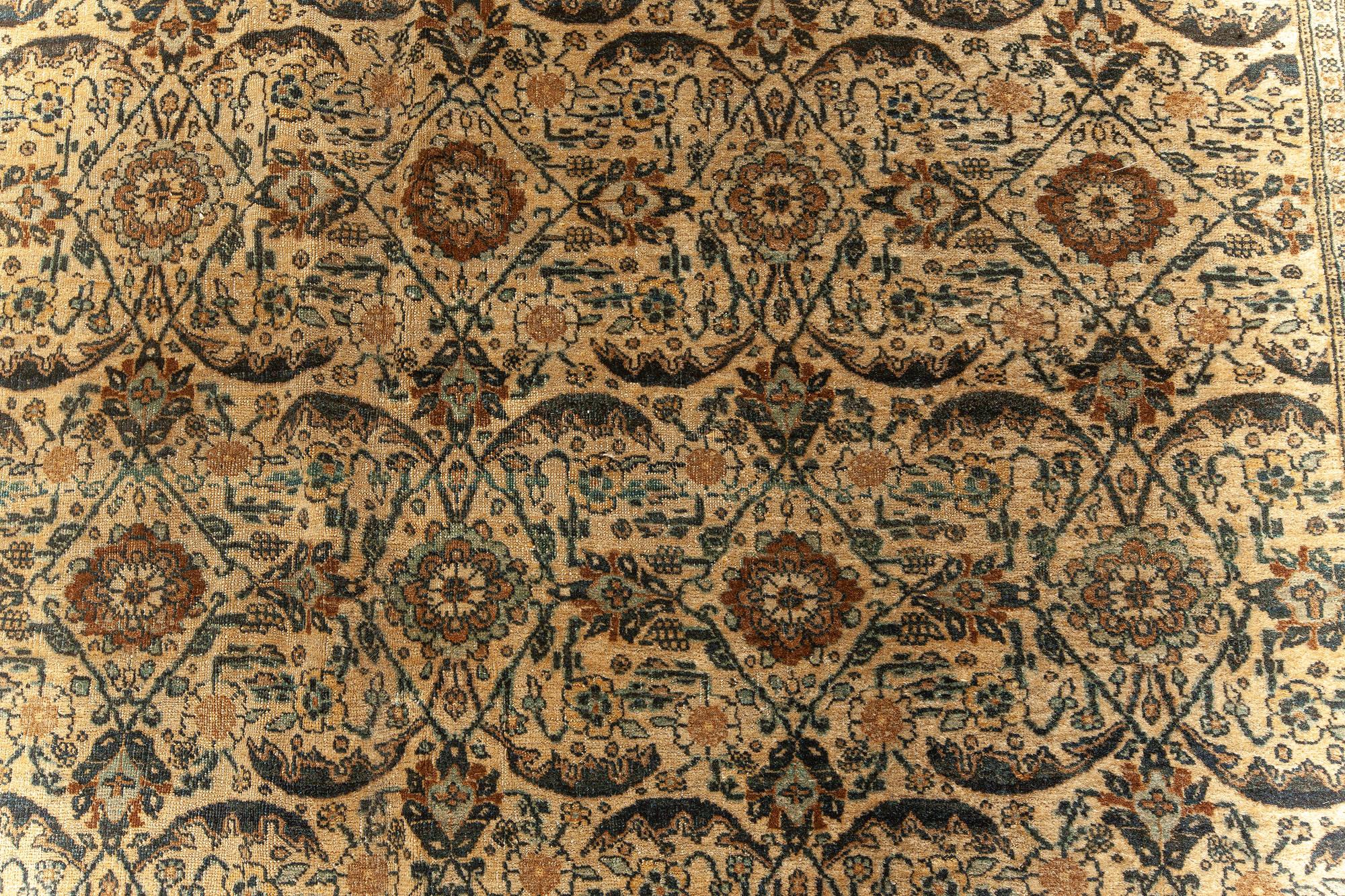 Authentic 19th Century Persian Tabriz Handmade Wool Carpet
Size: 11'0