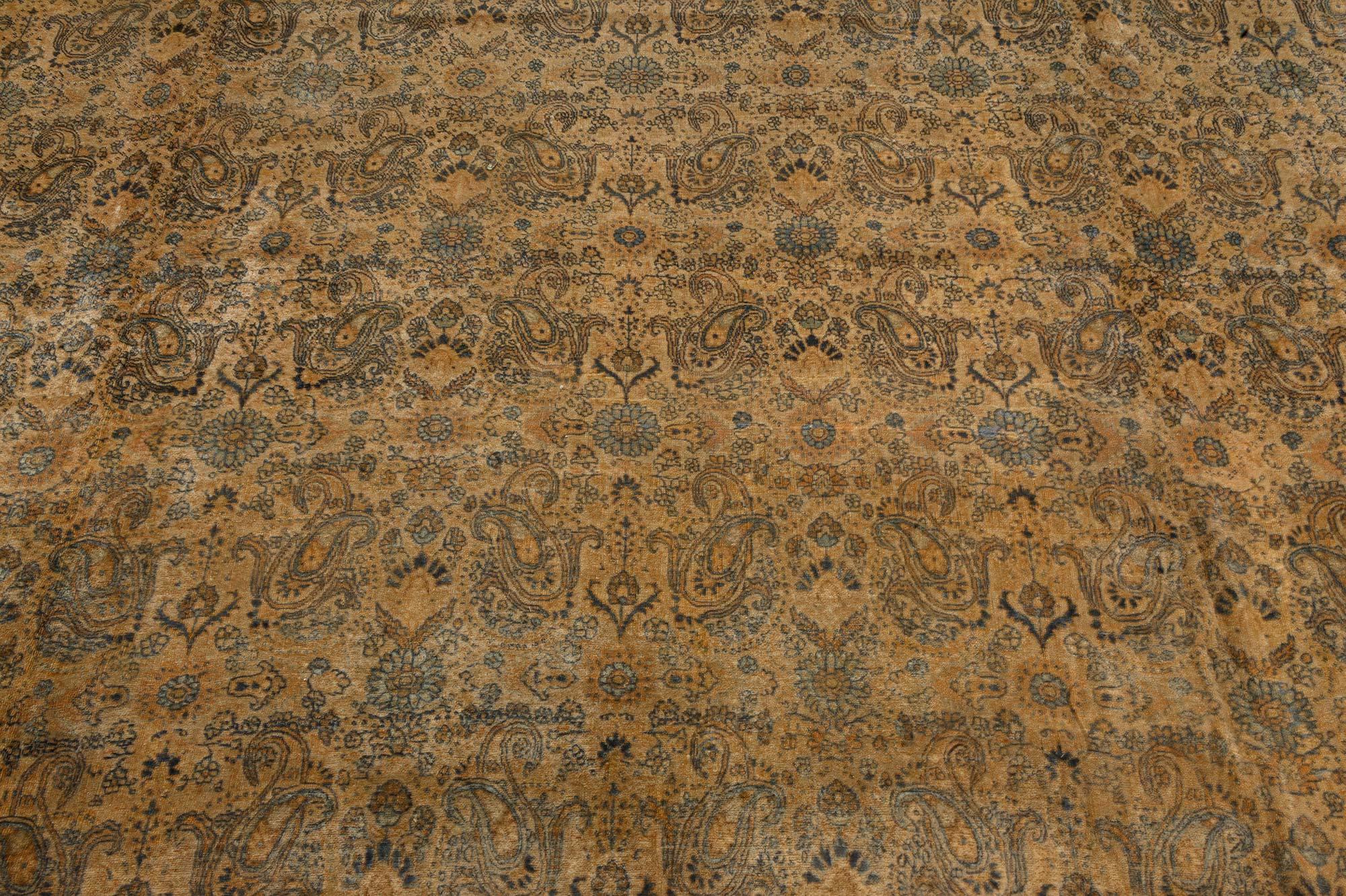 Hand-Knotted 19th Century Persian Tabriz Handmade Wool Rug For Sale