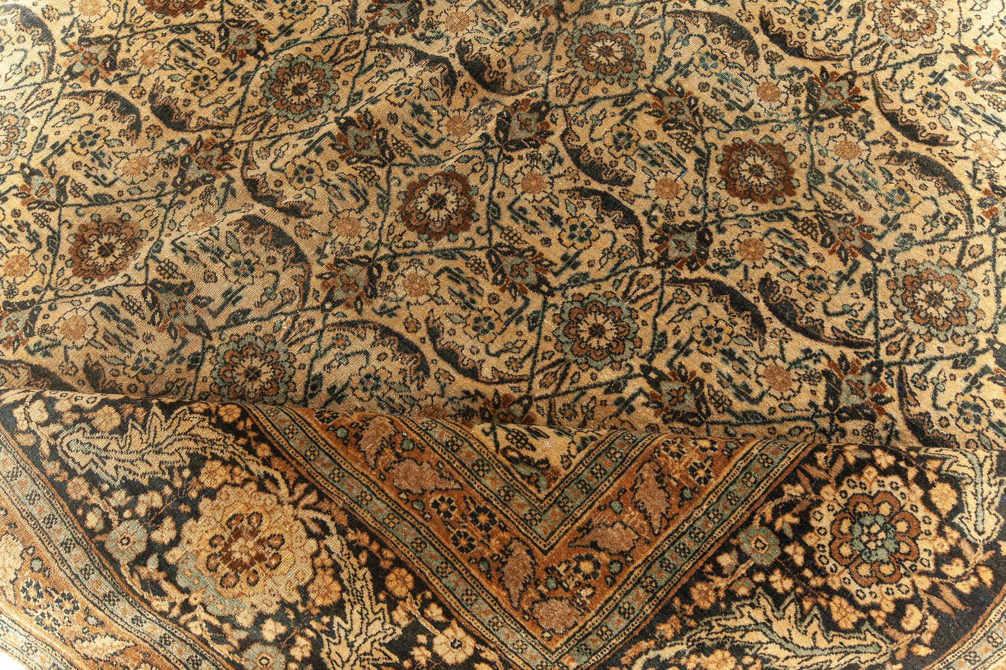 Hand-Knotted 19th Century Persian Tabriz Handmade Wool Rug For Sale