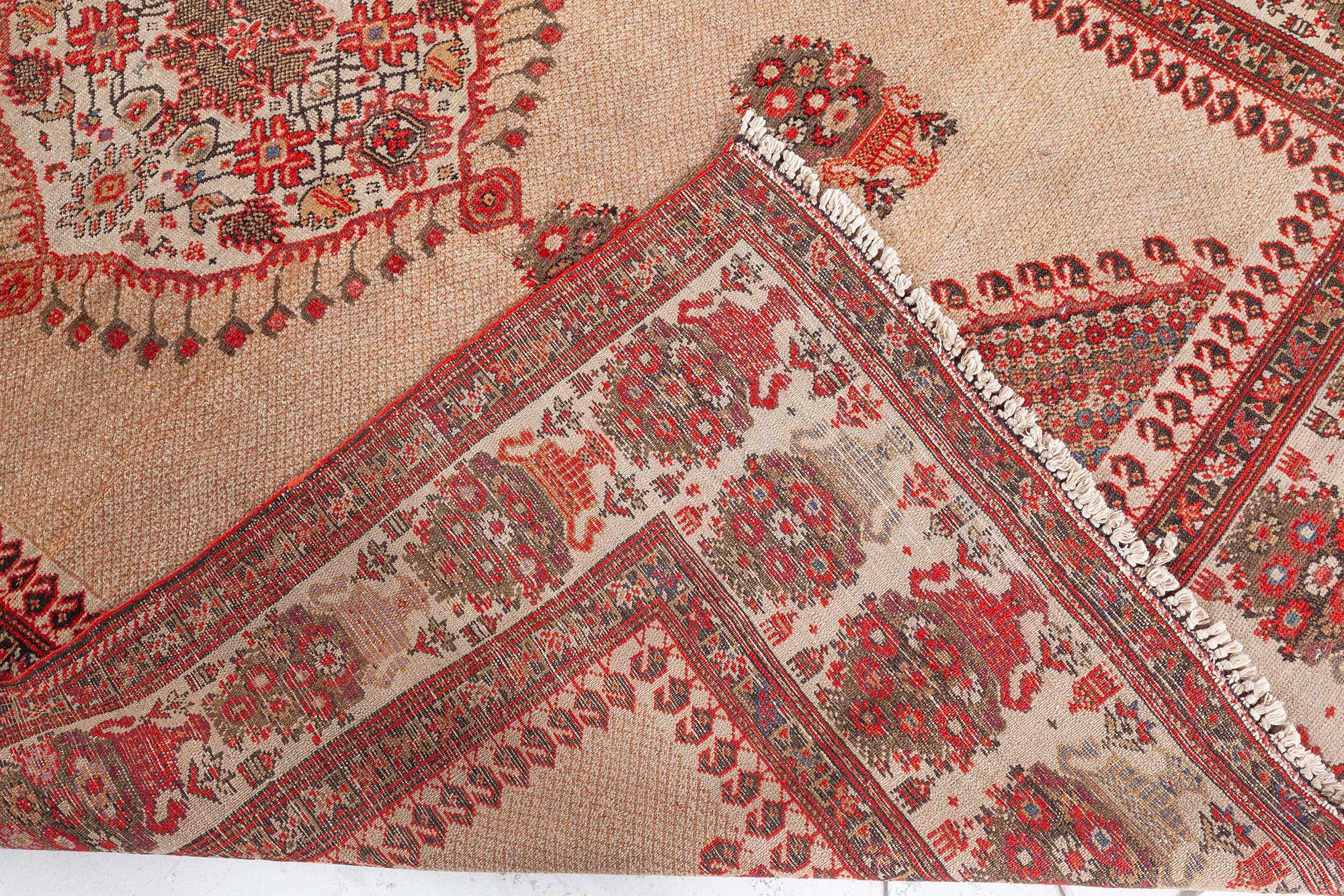 Authentic 19th Century Sarouk Handmade Wool Rug For Sale 4