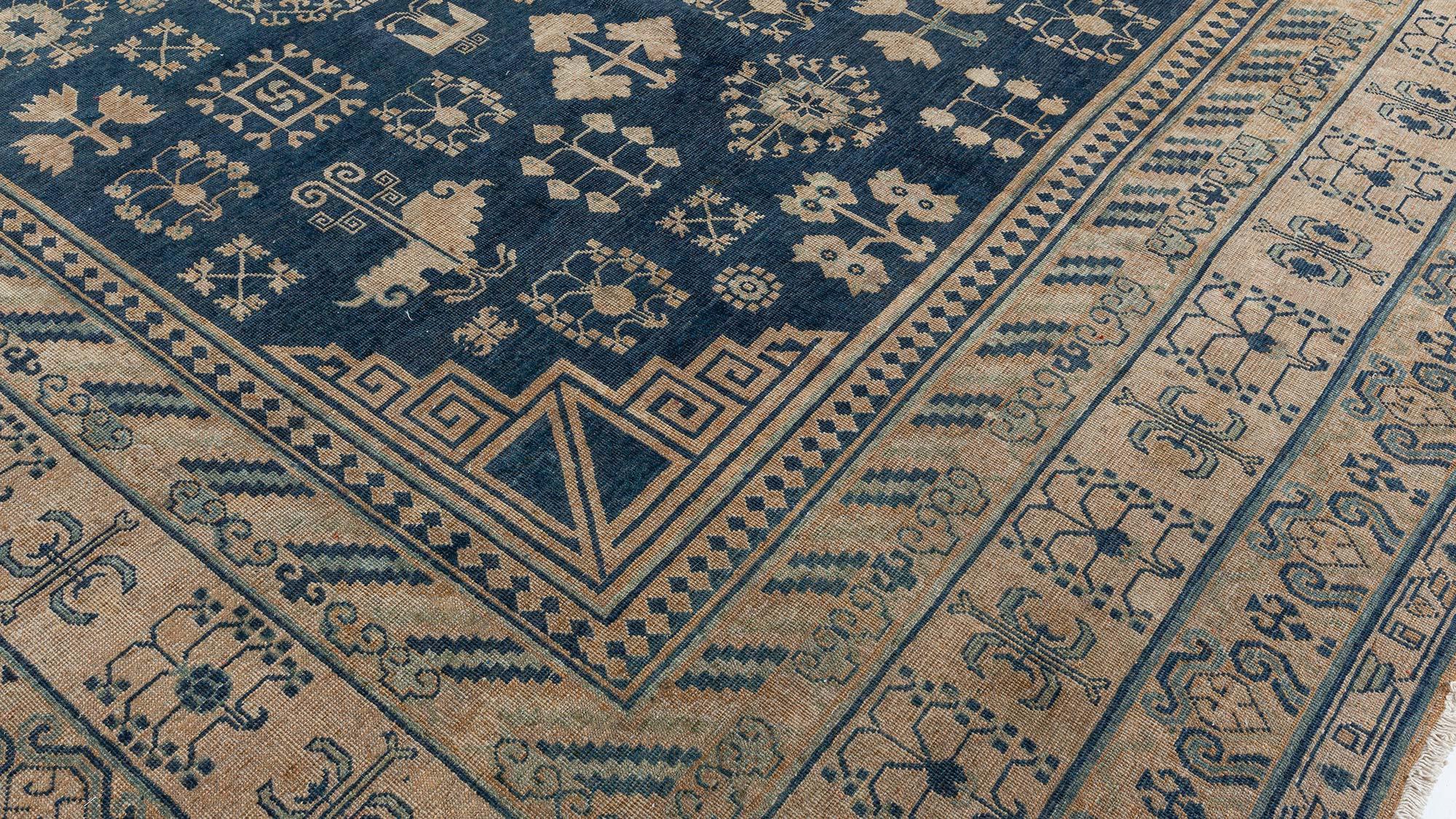 20th Century Authentic 19th Century Yarkand Handmade Wool Rug For Sale