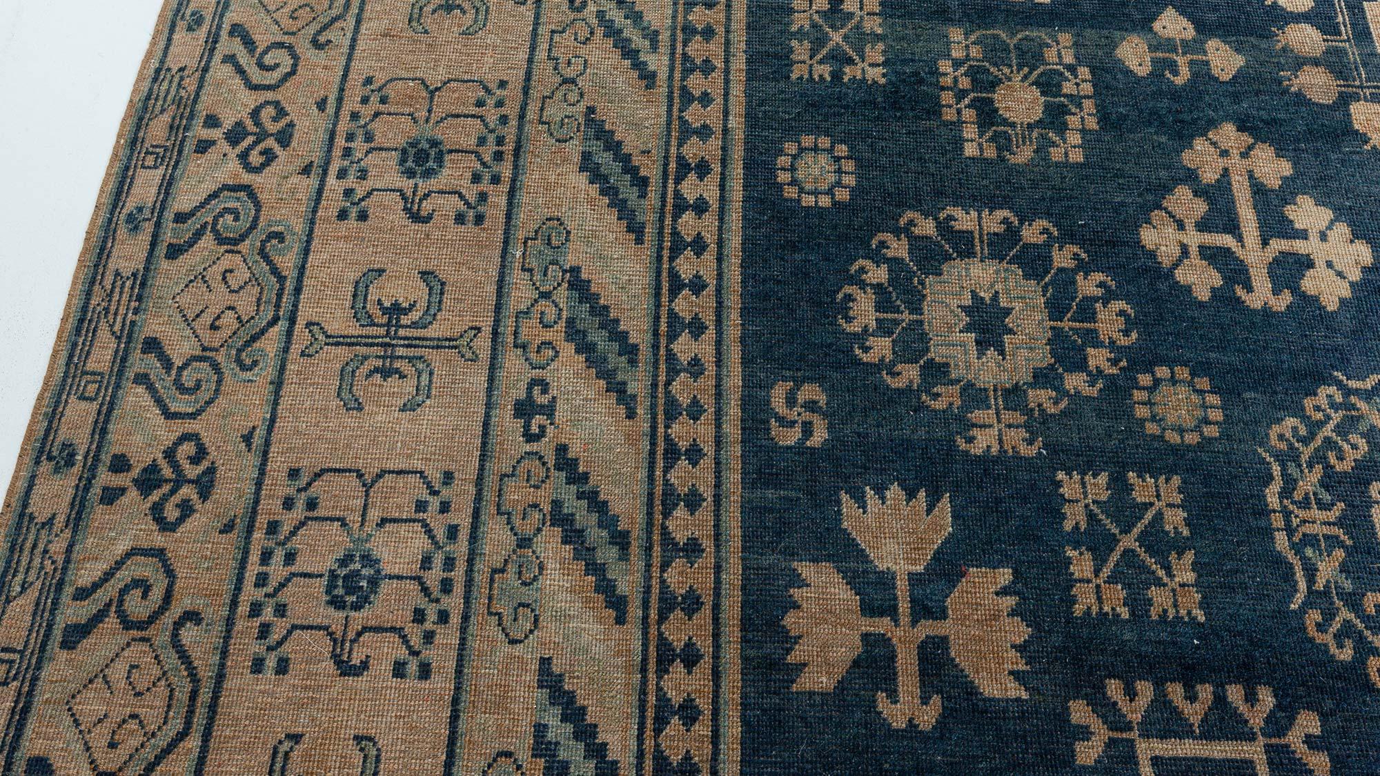 Laine Tapis Yarkand authentique Doris Leslie Blau du 19ème siècle fait à la main en vente