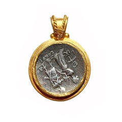 Authentic '1st Century BC' Roman Coin 18 Kt Gold Pendant with Honos and Virtus