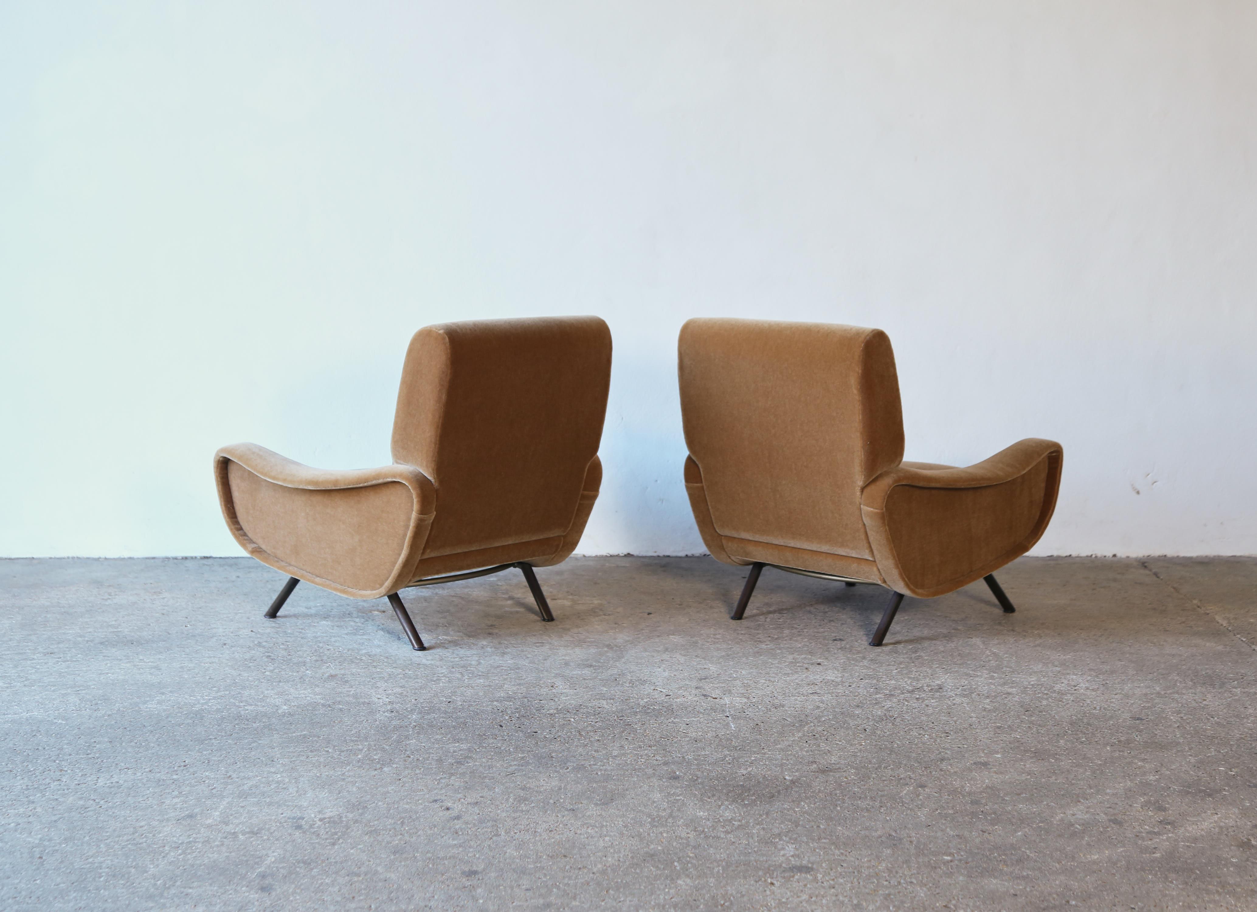 Authentische Marco Zanuso Damenstühle, 1. Auflage, Italien, 1960er Jahre, neu, reines Mohair 3