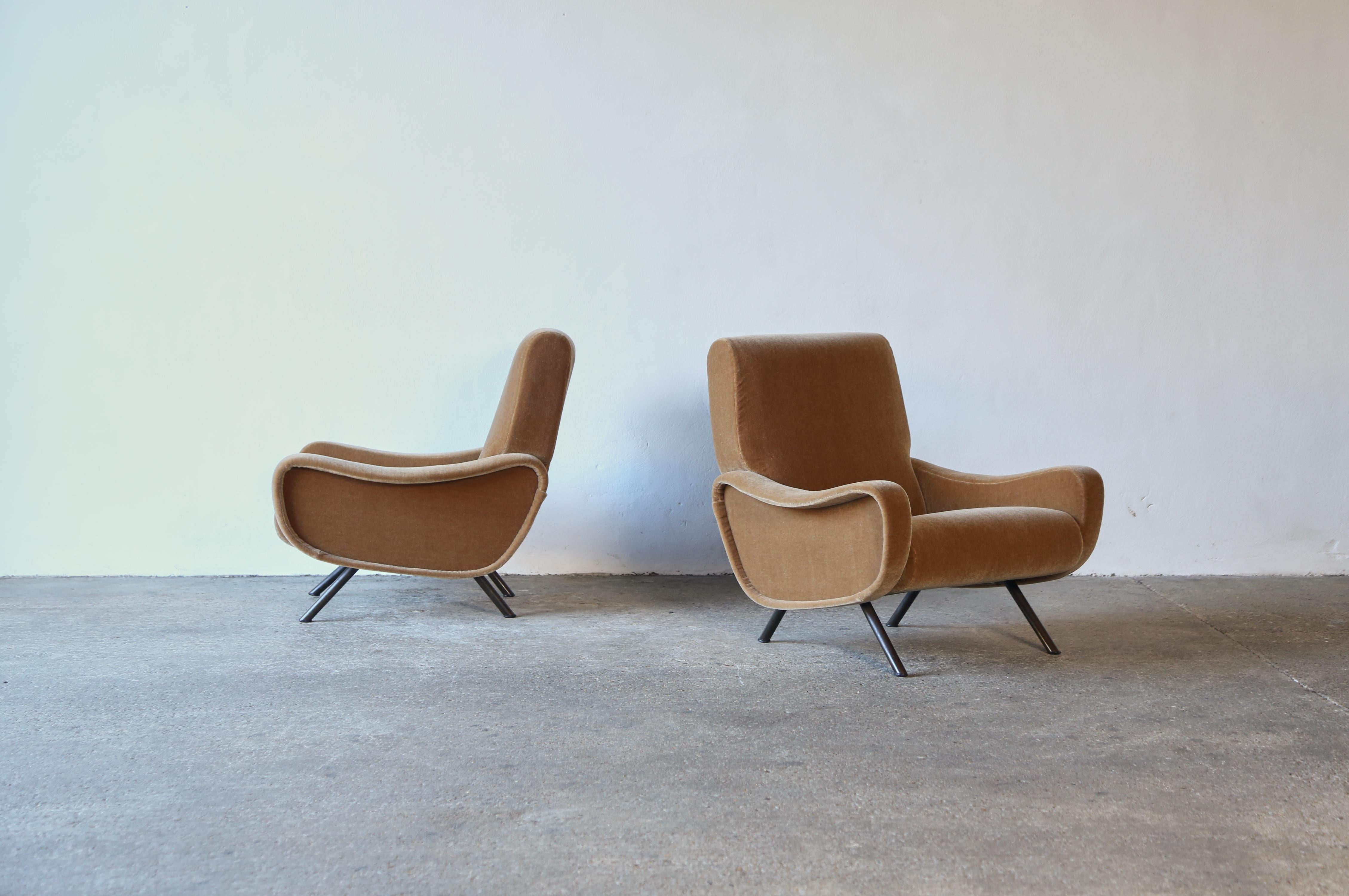 Authentische Marco Zanuso Damenstühle, 1. Auflage, Italien, 1960er Jahre, neu, reines Mohair 9