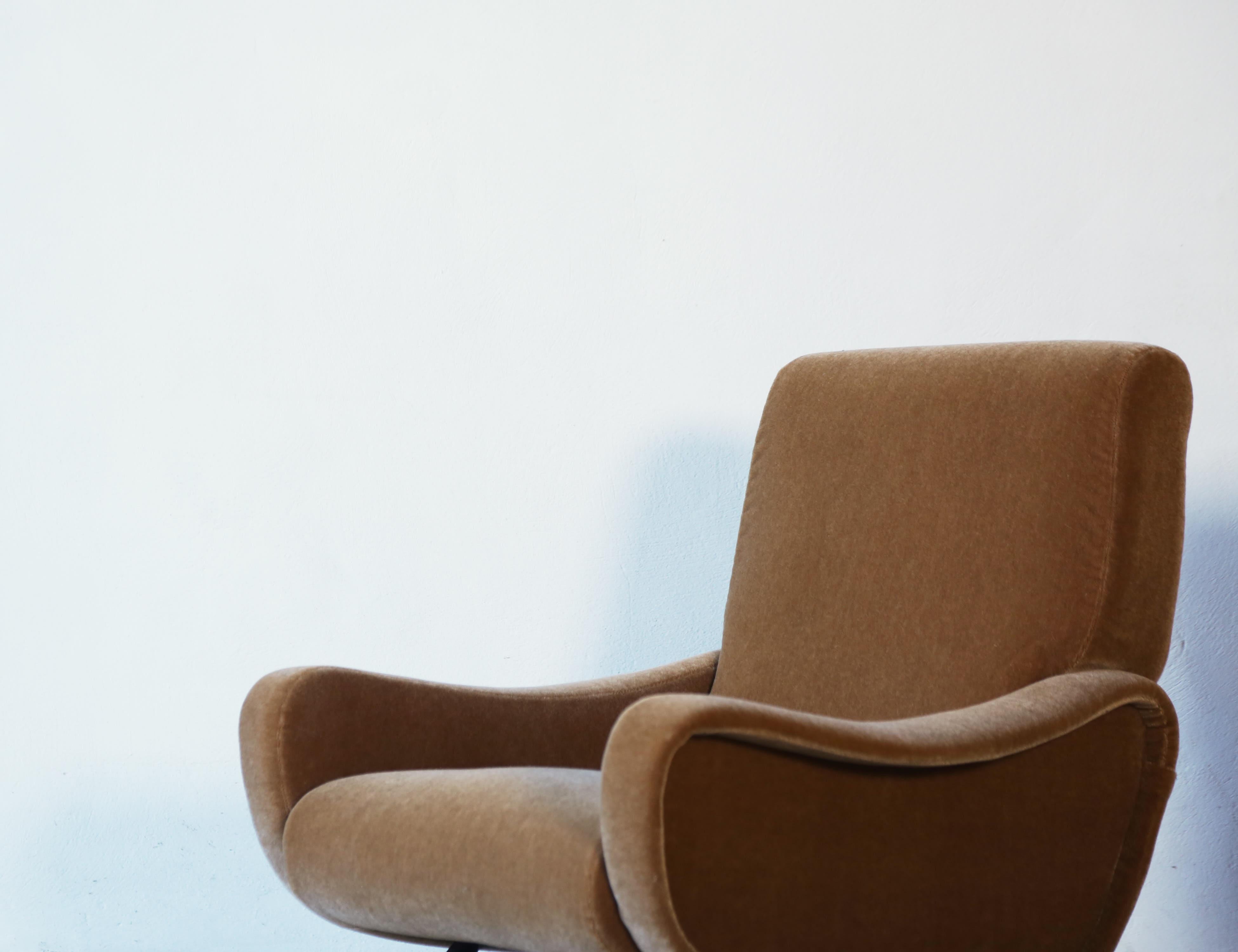 Authentische Marco Zanuso Damenstühle, 1. Auflage, Italien, 1960er Jahre, neu, reines Mohair im Zustand „Gut“ in LEWES, GB
