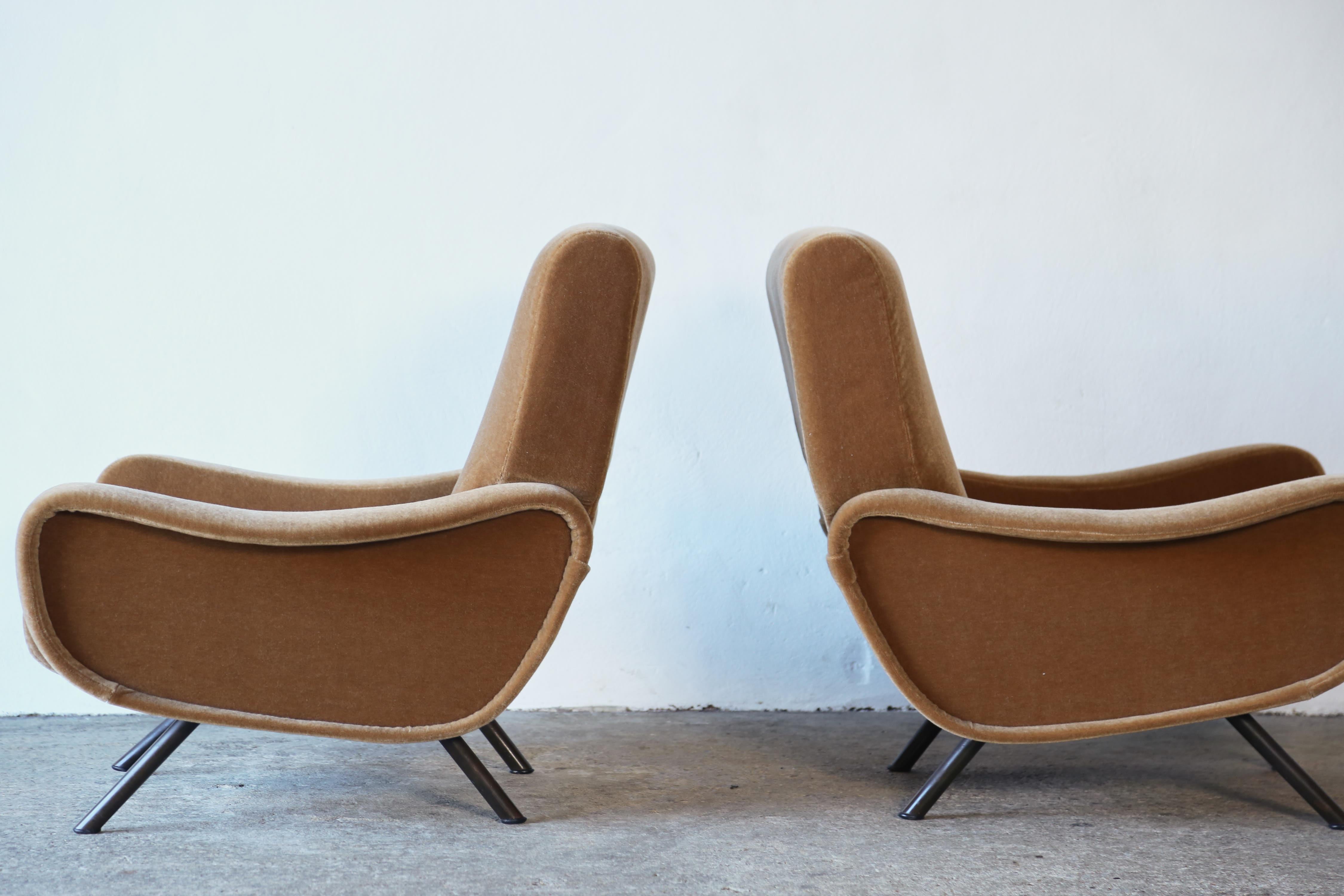 Authentische Marco Zanuso Damenstühle, 1. Auflage, Italien, 1960er Jahre, neu, reines Mohair 1