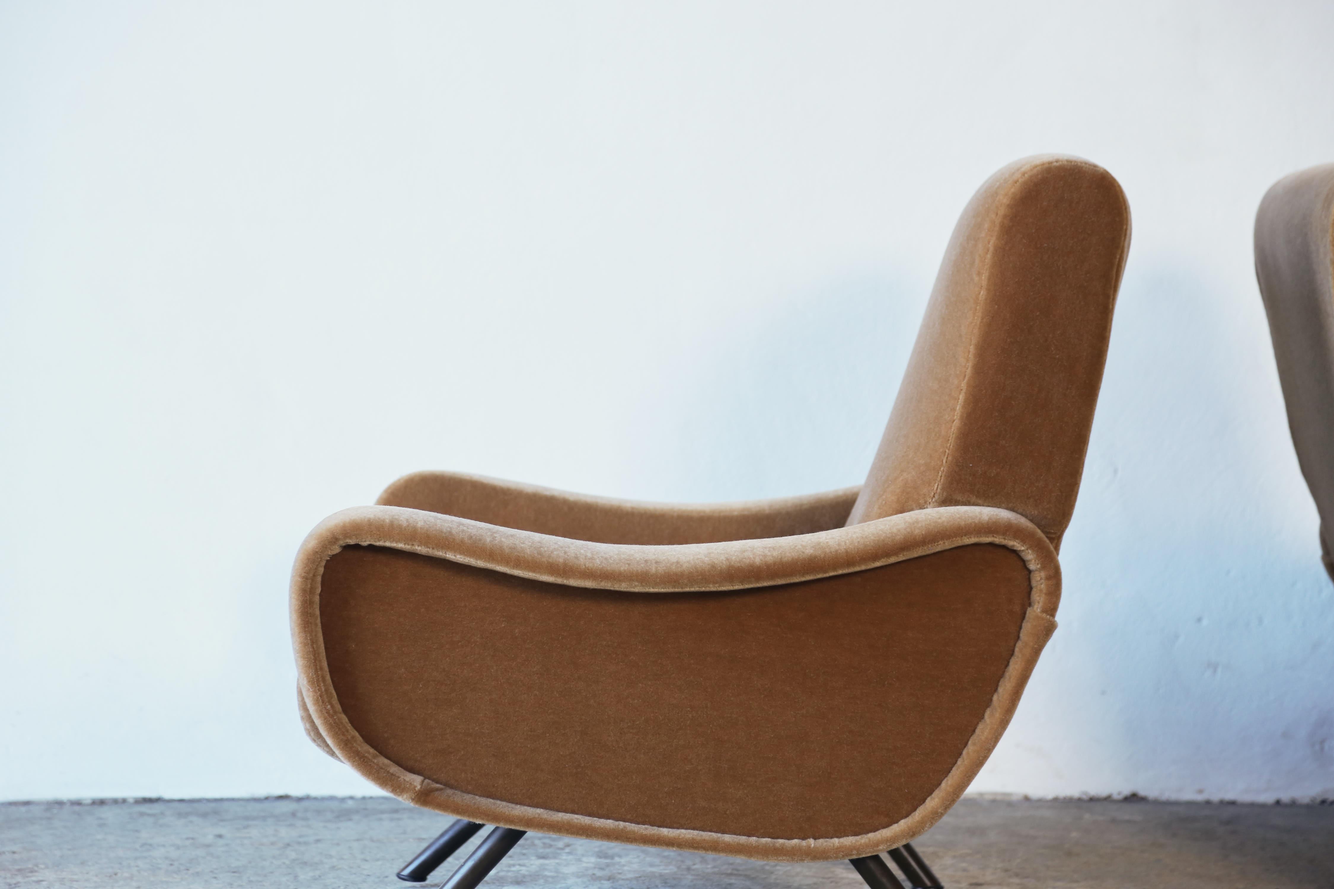 Authentische Marco Zanuso Damenstühle, 1. Auflage, Italien, 1960er Jahre, neu, reines Mohair 2
