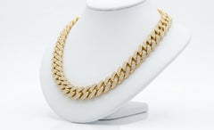Authentic 20 Carat Diamond Cuban Link Chain Necklace in 10K Yellow Gold