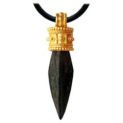 Authentic '6th-2nd century BC' Roman Bronze Arrowhead 18 Karat Gold Pendant