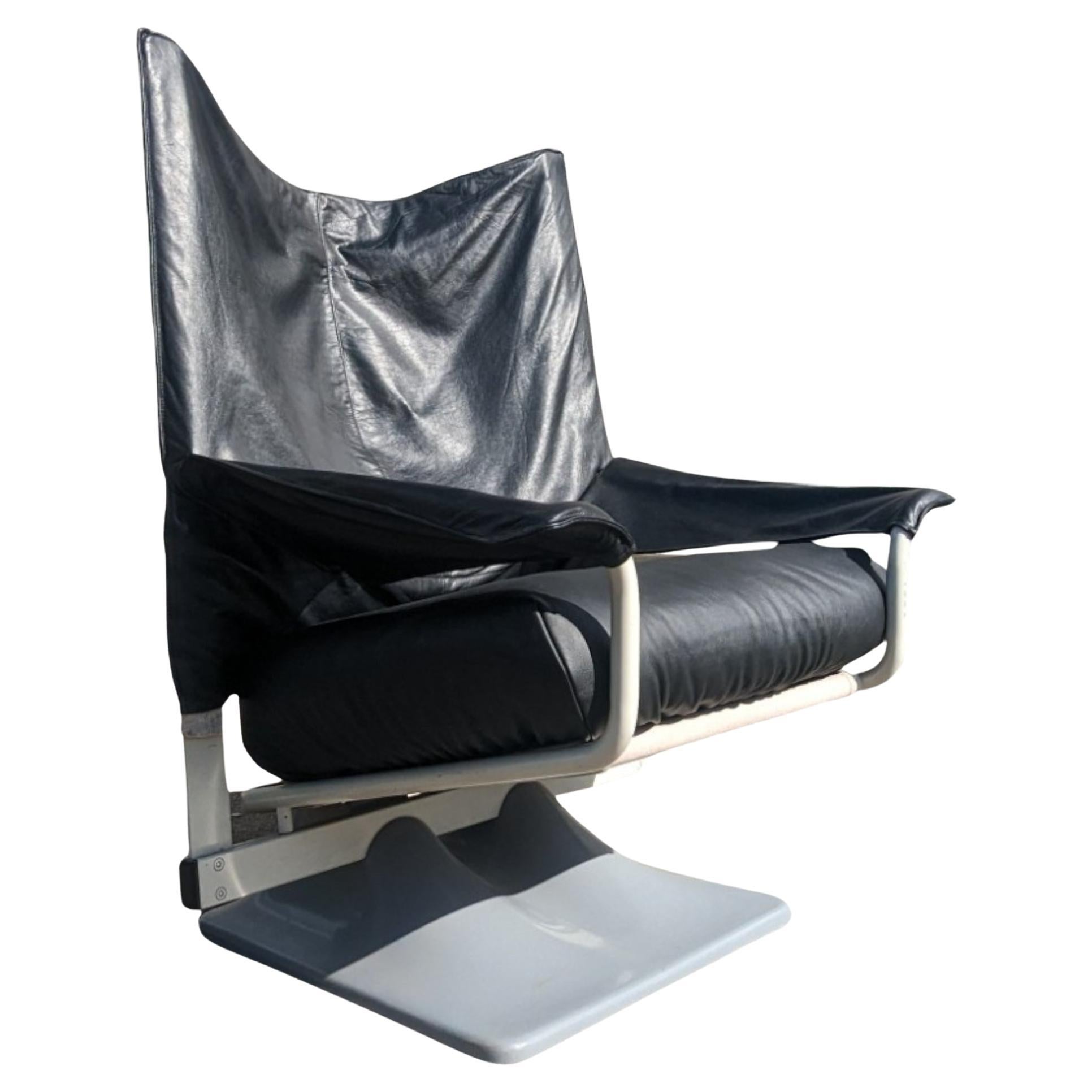 Product Description Full:
Authentic AEO chair by Paolo Deganello for Cassina in lovely black leather with gold metallic  sheepskin OR black on black OR brown on gold OR brown on black. Peixe is for one of these combinations although we have two