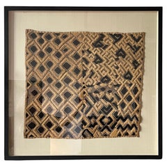 Authentic African Shoowa Kuba Cloth Remnant, Professionally Framed