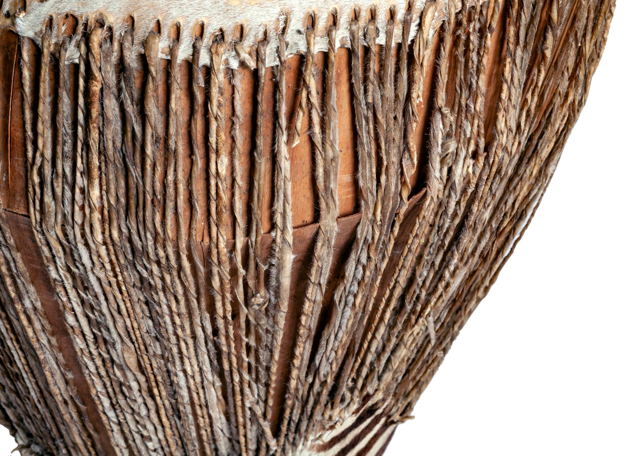 Tambor auténtico de piel de cebra africana Tribal en venta
