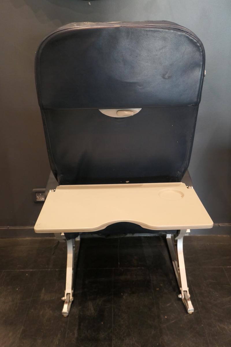 Authentic Airplane Economy Class Armchair Covered in Blue Skai In Fair Condition For Sale In saint ouen, FR