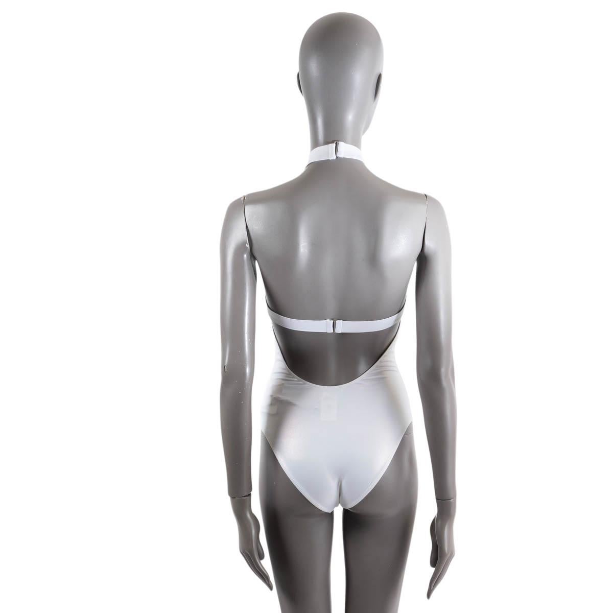 authentic ALAIA iridescent white HALTER ONE PIECE Swimsuit Swimwear 36 XS In New Condition In Zürich, CH