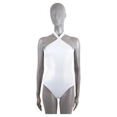 authentic ALAIA iridescent white HALTER ONE PIECE Swimsuit Swimwear 36 XS