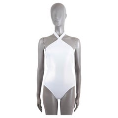 Authentischer authentischer ALAIA schillernder weißer HALTER ONE PIECE Badeanzug Bademode 36 XS