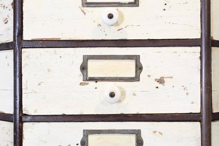 Authentic American Hardware Store Multi-Drawer Rotating Parts Display Cabinet For Sale at 1stdibs