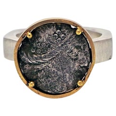 Authentic Ancient Greek Silver Coin and Octagon Ring