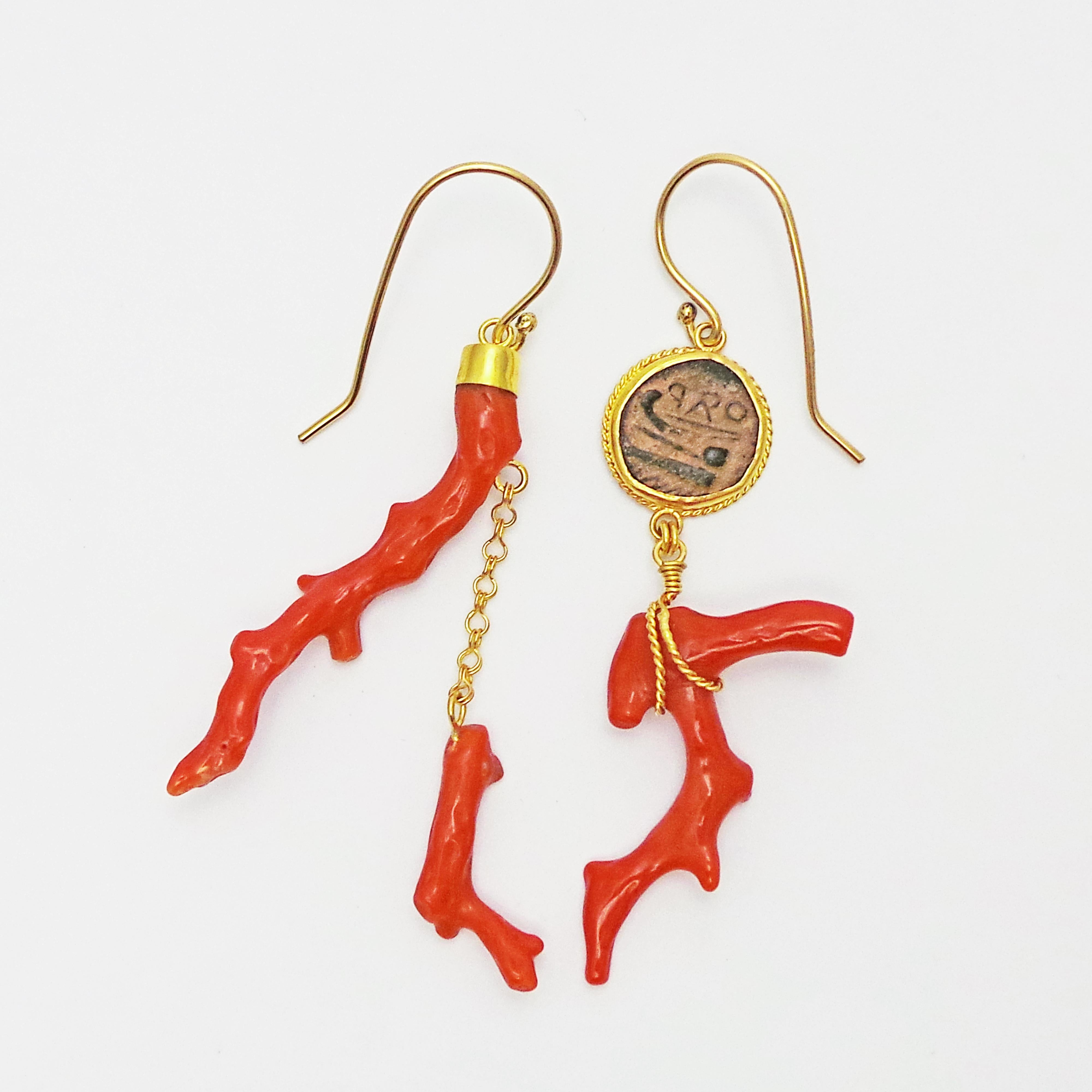 coral branch earrings