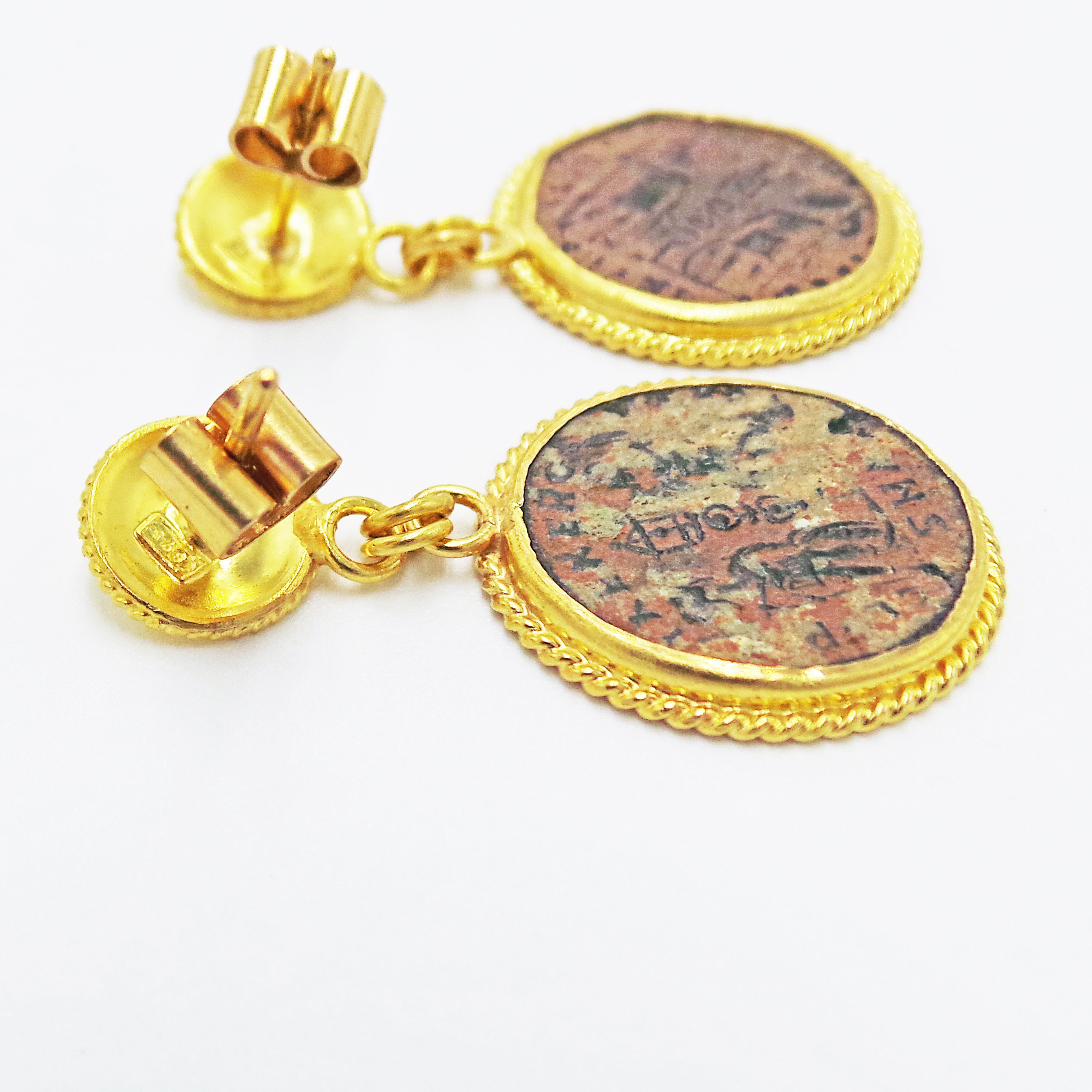 roman coin earrings gold