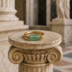 Authentic Ancient Roman Glass Bead 18Kt Gold Ring