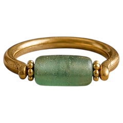 Authentic Ancient Roman Glass Bead 18Kt Gold Ring