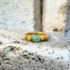 Authentic Ancient Roman Spherical Glass Bead 18Kt Gold Ring