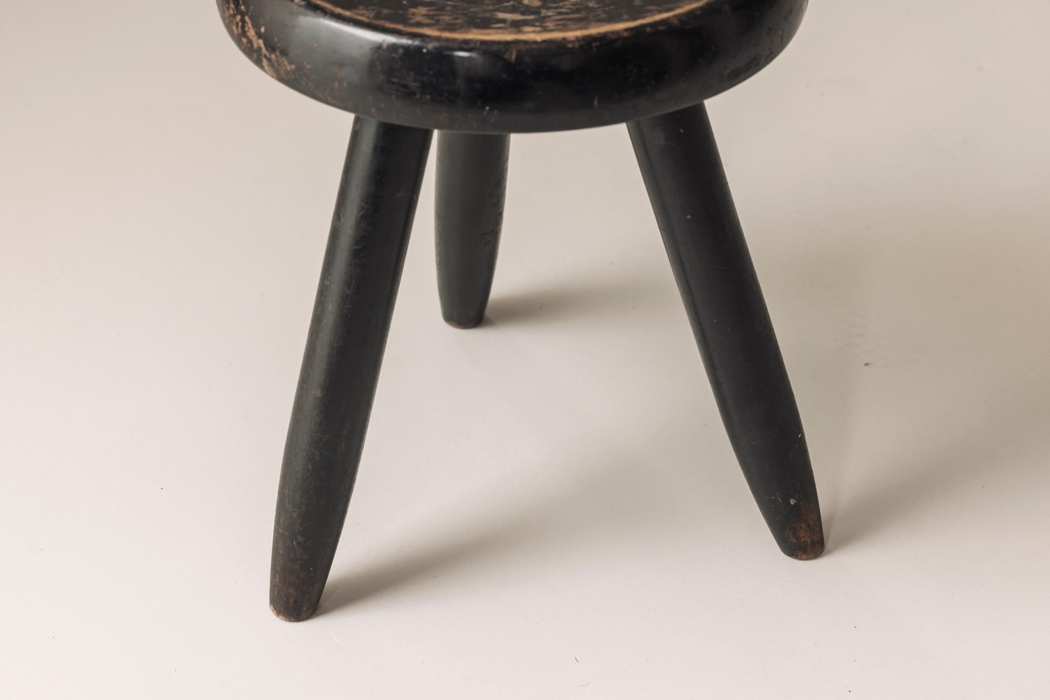 Authentischer und früher High Berger Hocker von Charlotte Perriand, Frankreich 1950er Jahre. im Angebot 8