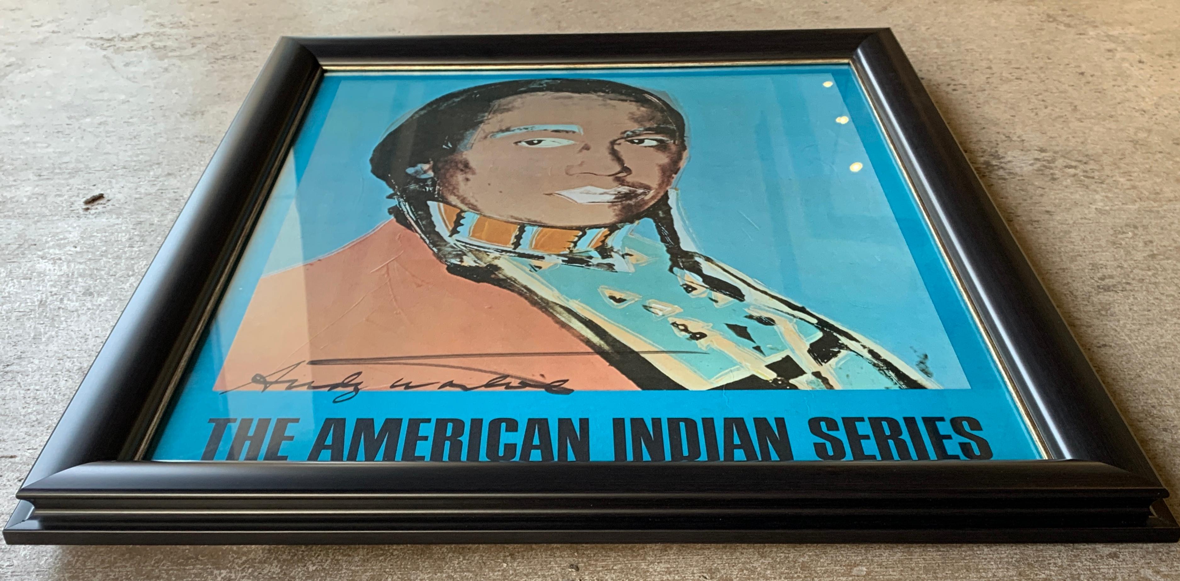 Fin du 20e siècle Authentique poster signé Andy Warhol 'The American Indian Series' Russell Means