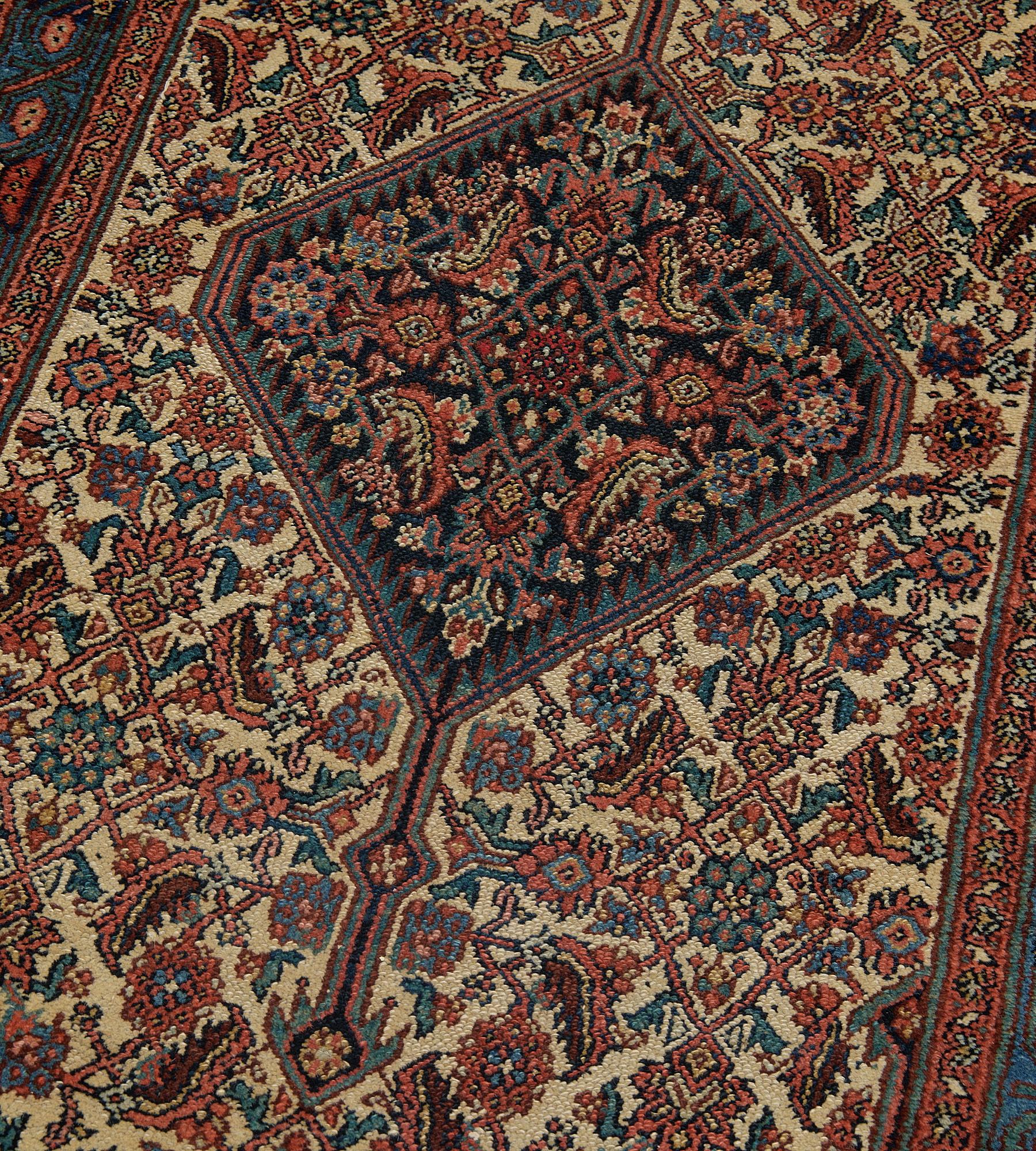 Hand-Knotted Authentic Antique Circa-1900 Handwoven Wool Persian Serab Runner For Sale