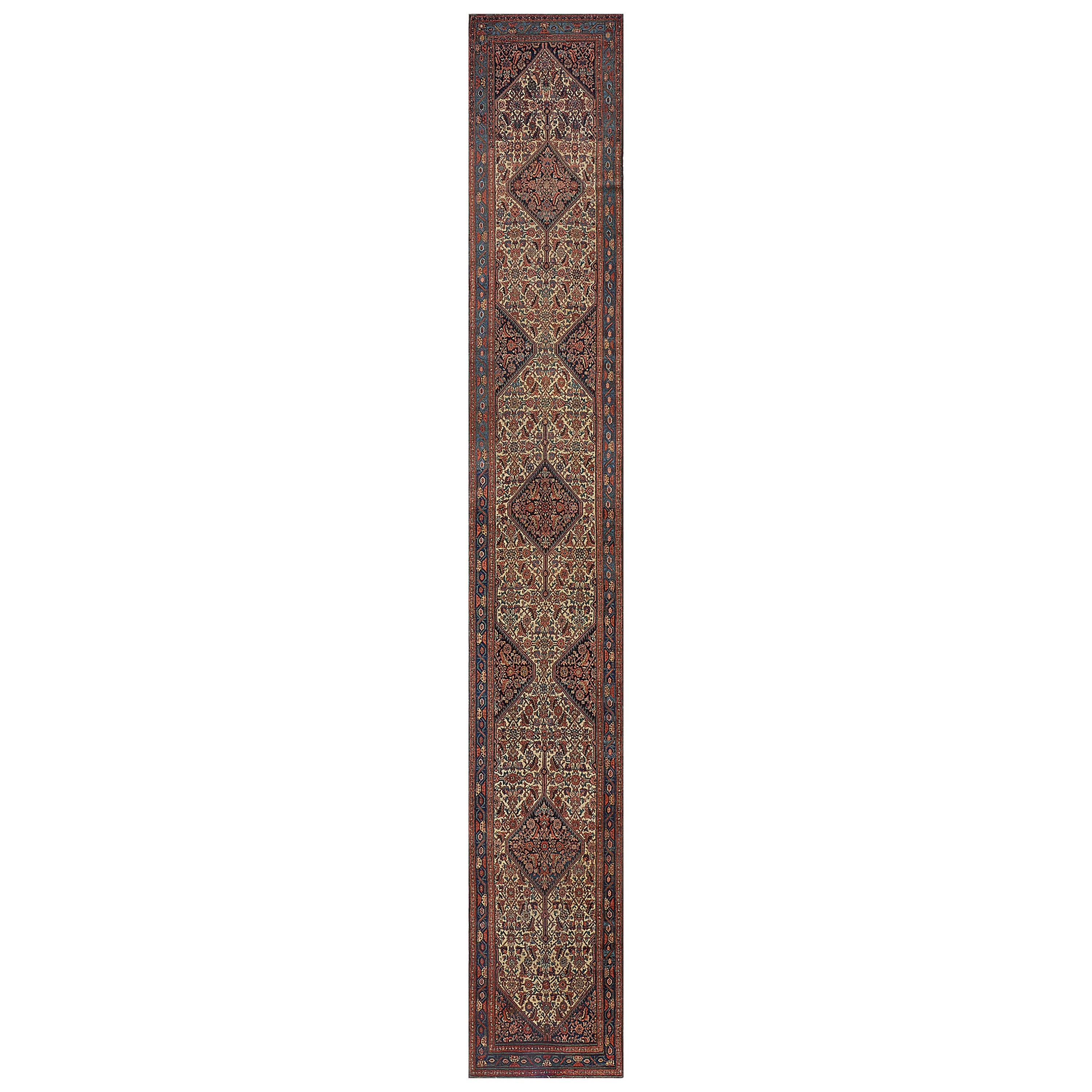Authentique Chemin de table en laine persane Serab tissé à la main, Circa-1900