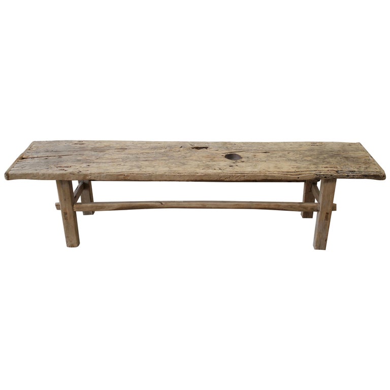 Authentic Antique Elm Wood Bench Coffee Table For Sale at ...