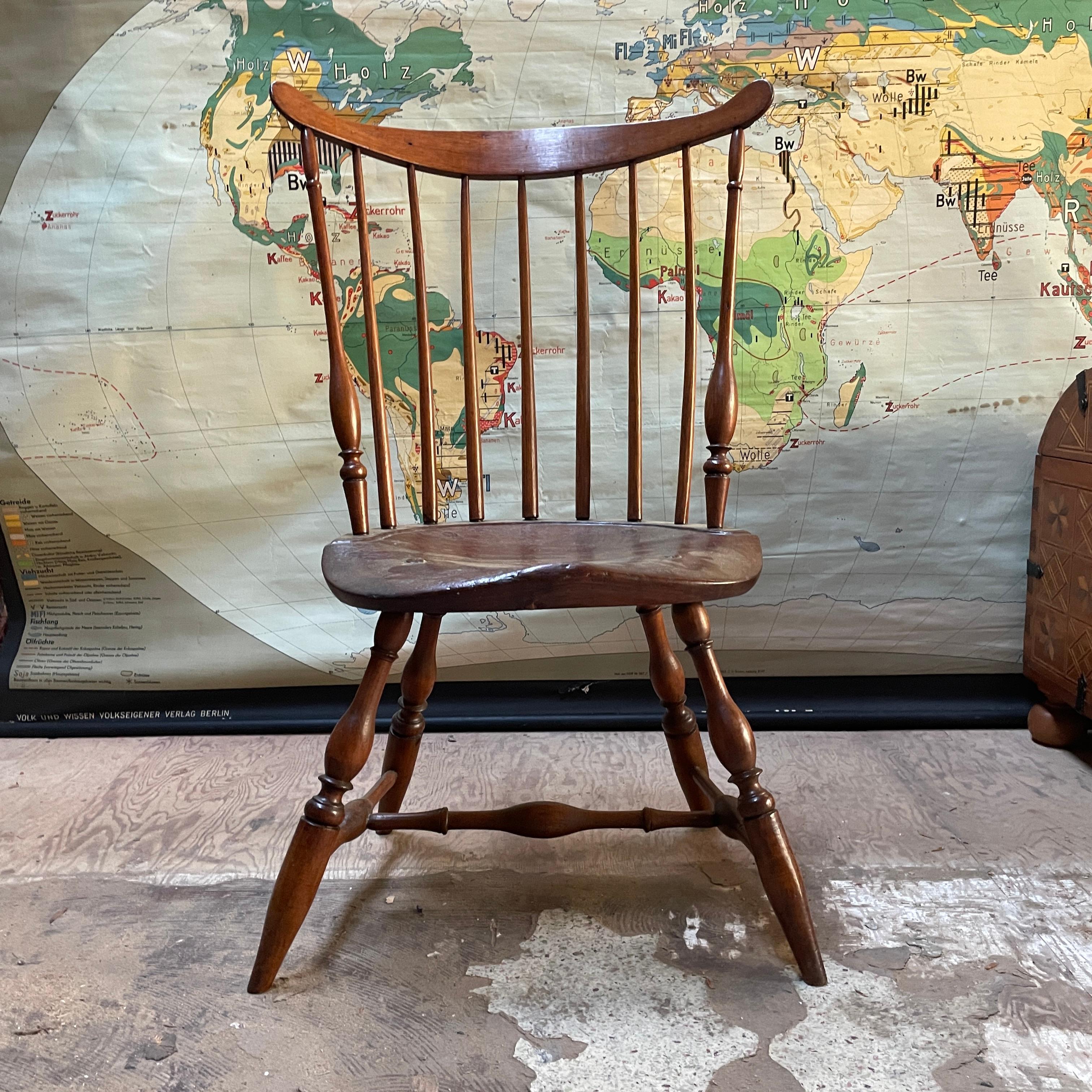 Colonial américain Authentique chaise d'appoint Windsor à dossier éventail Mid-Atlantic DE PA Dimes en vente