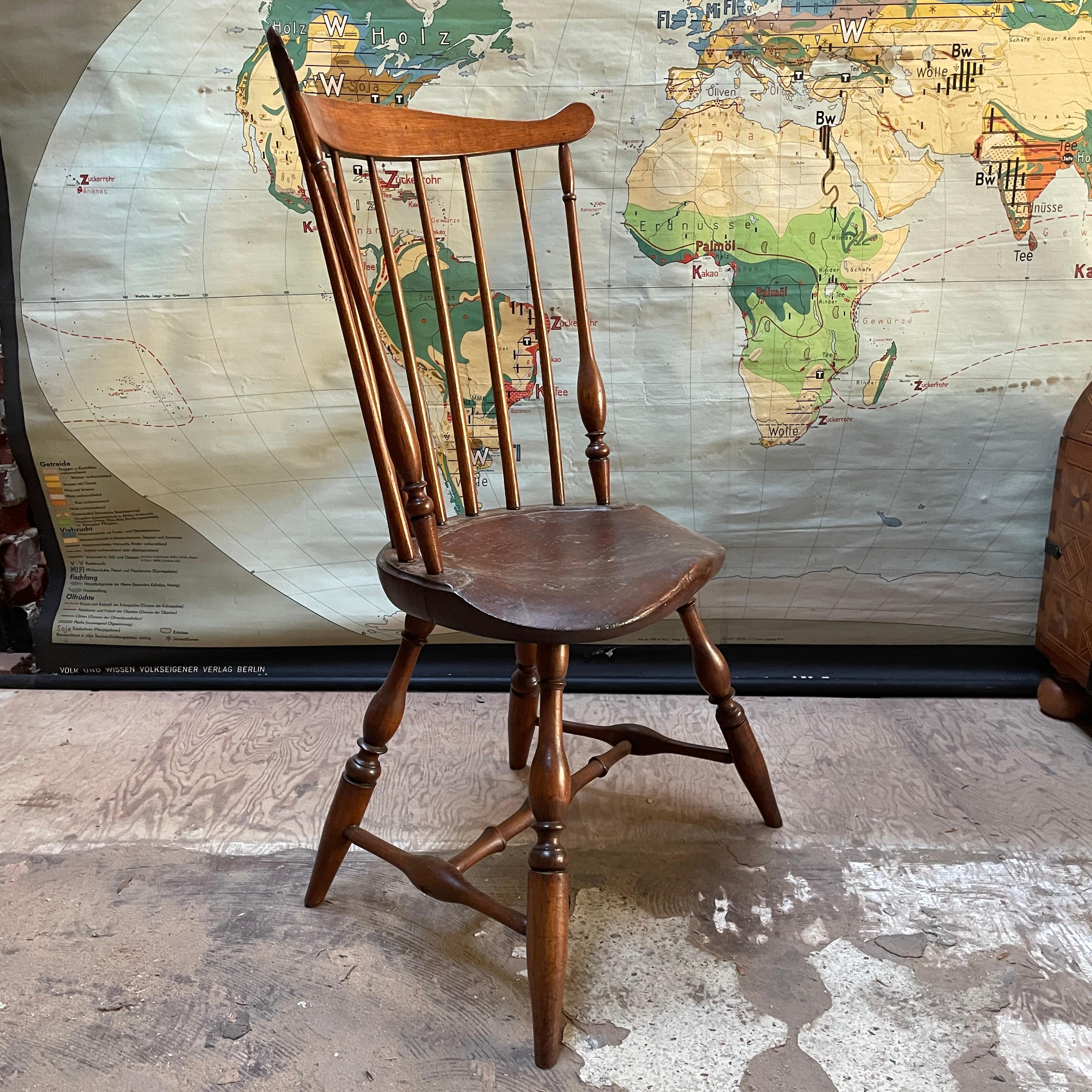 Américain Authentique chaise d'appoint Windsor à dossier éventail Mid-Atlantic DE PA Dimes en vente