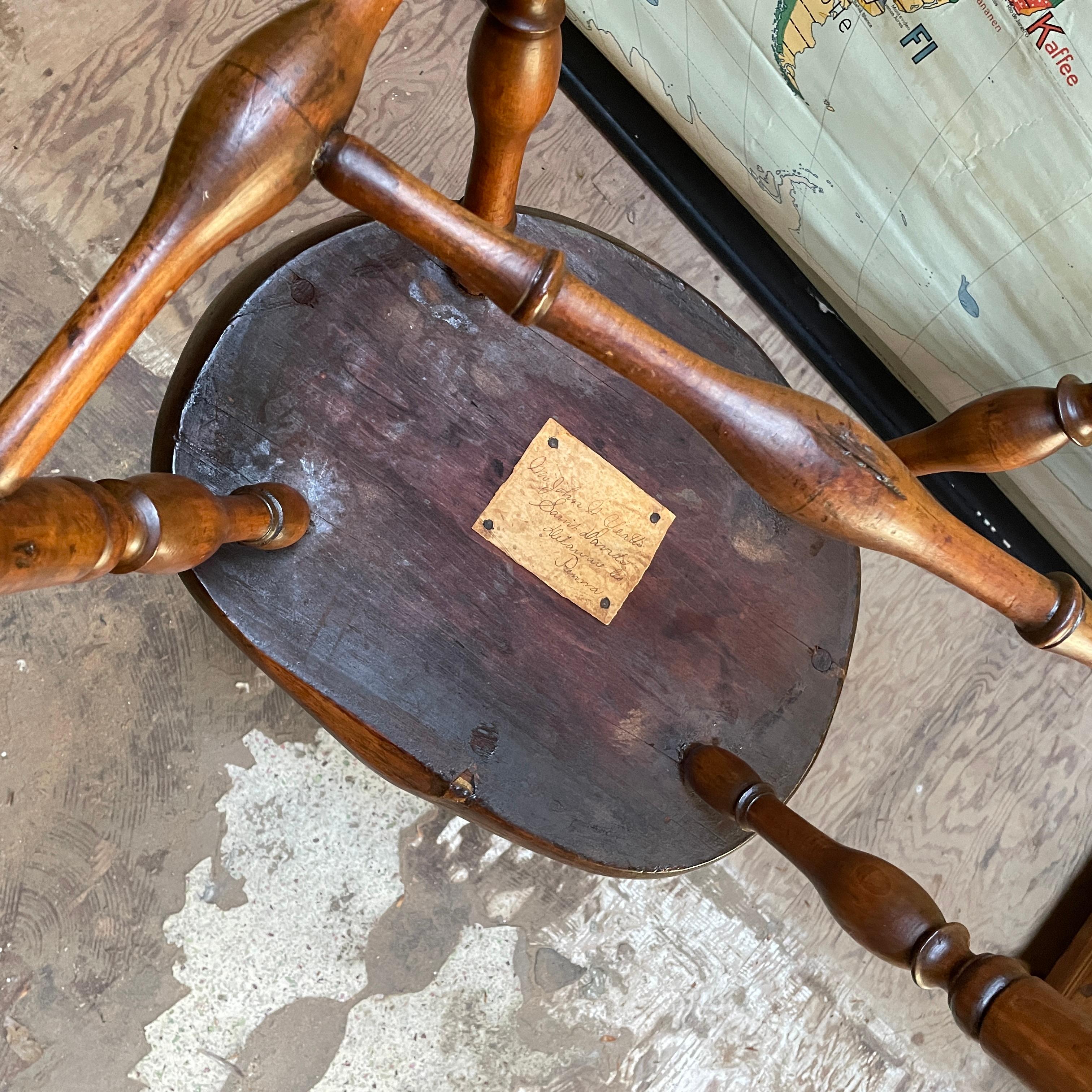 Authentique chaise d'appoint Windsor à dossier éventail Mid-Atlantic DE PA Dimes en vente 1