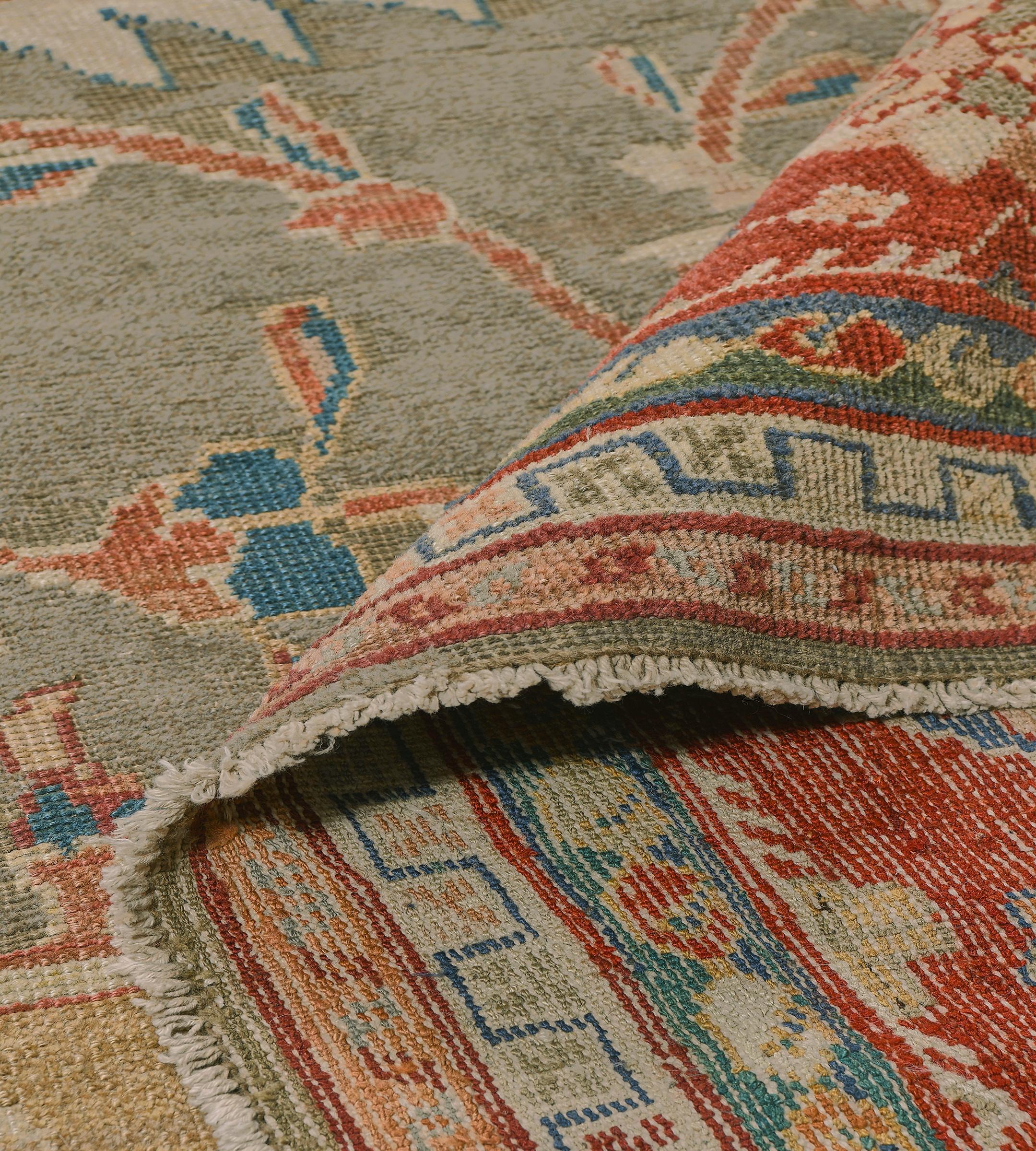 Authentic Antique Floral Gray and Red Ziegler Sultanabad Rug  14'4