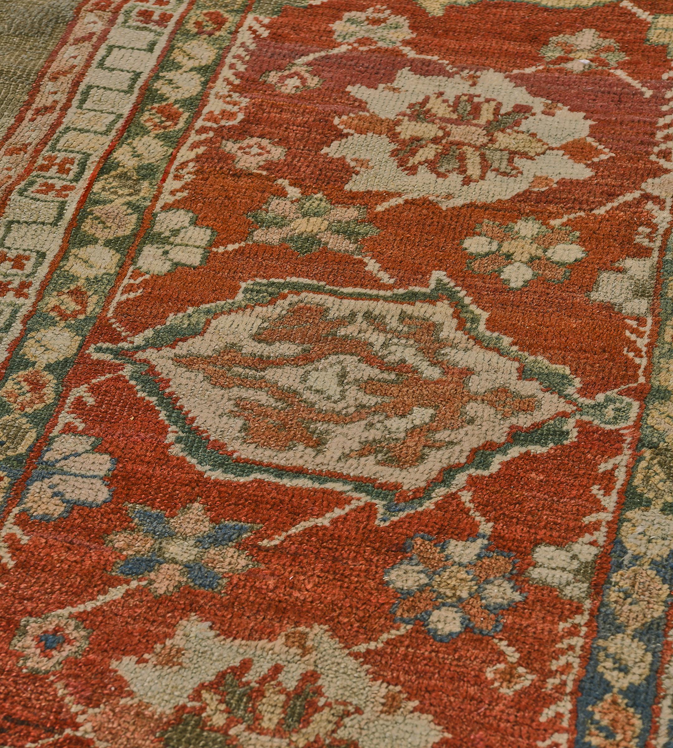 Wool Authentic Antique Floral Gray and Red Ziegler Sultanabad Rug  14'4