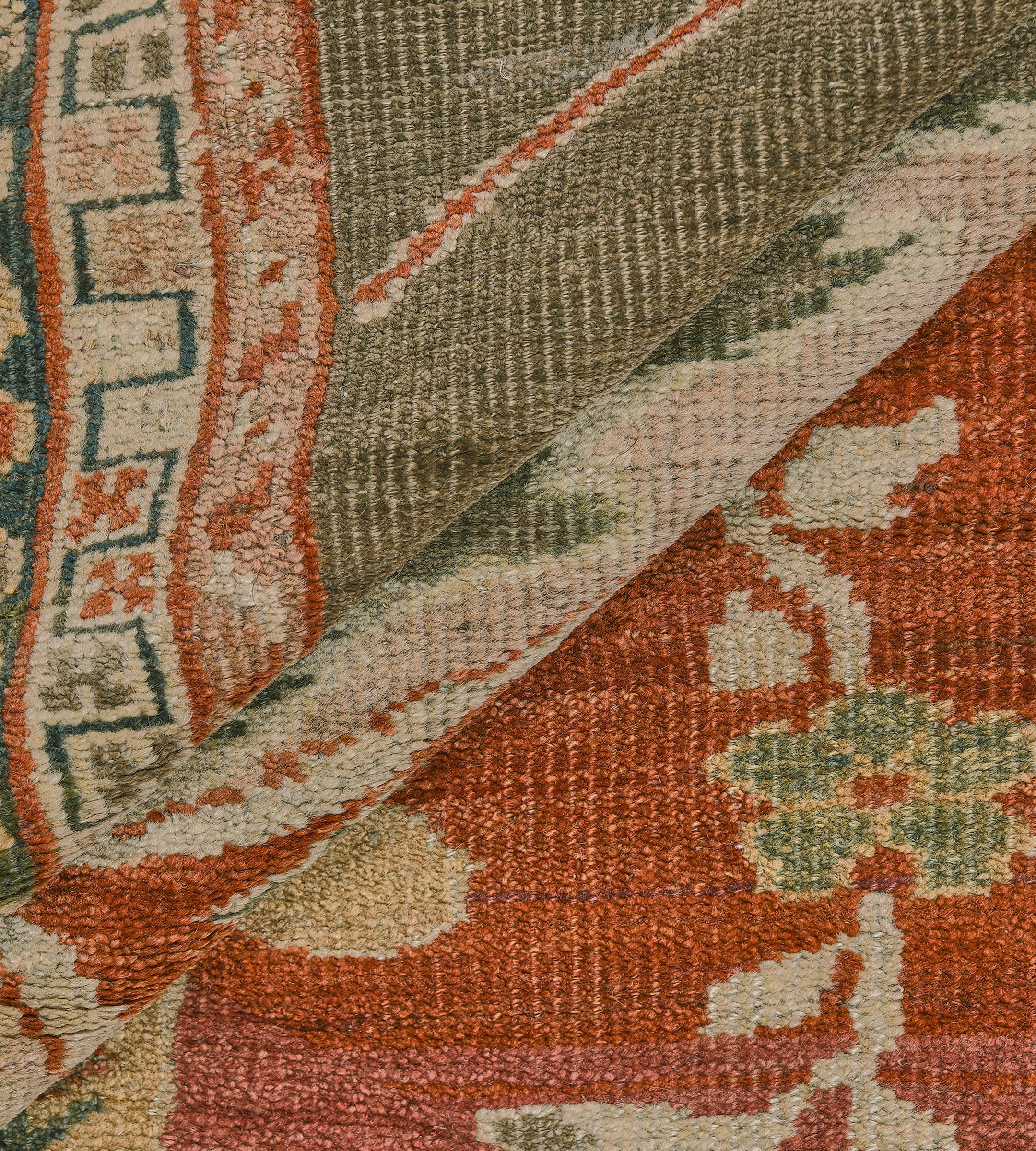 Authentic Antique Floral Gray and Red Ziegler Sultanabad Rug  14'4