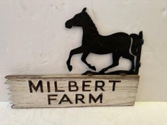 Authentic Antique Folk Art Equestrian Horse Farm Sign