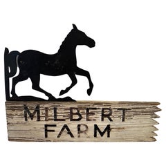 Authentic Antique Folk Art Equestrian Horse Farm Sign