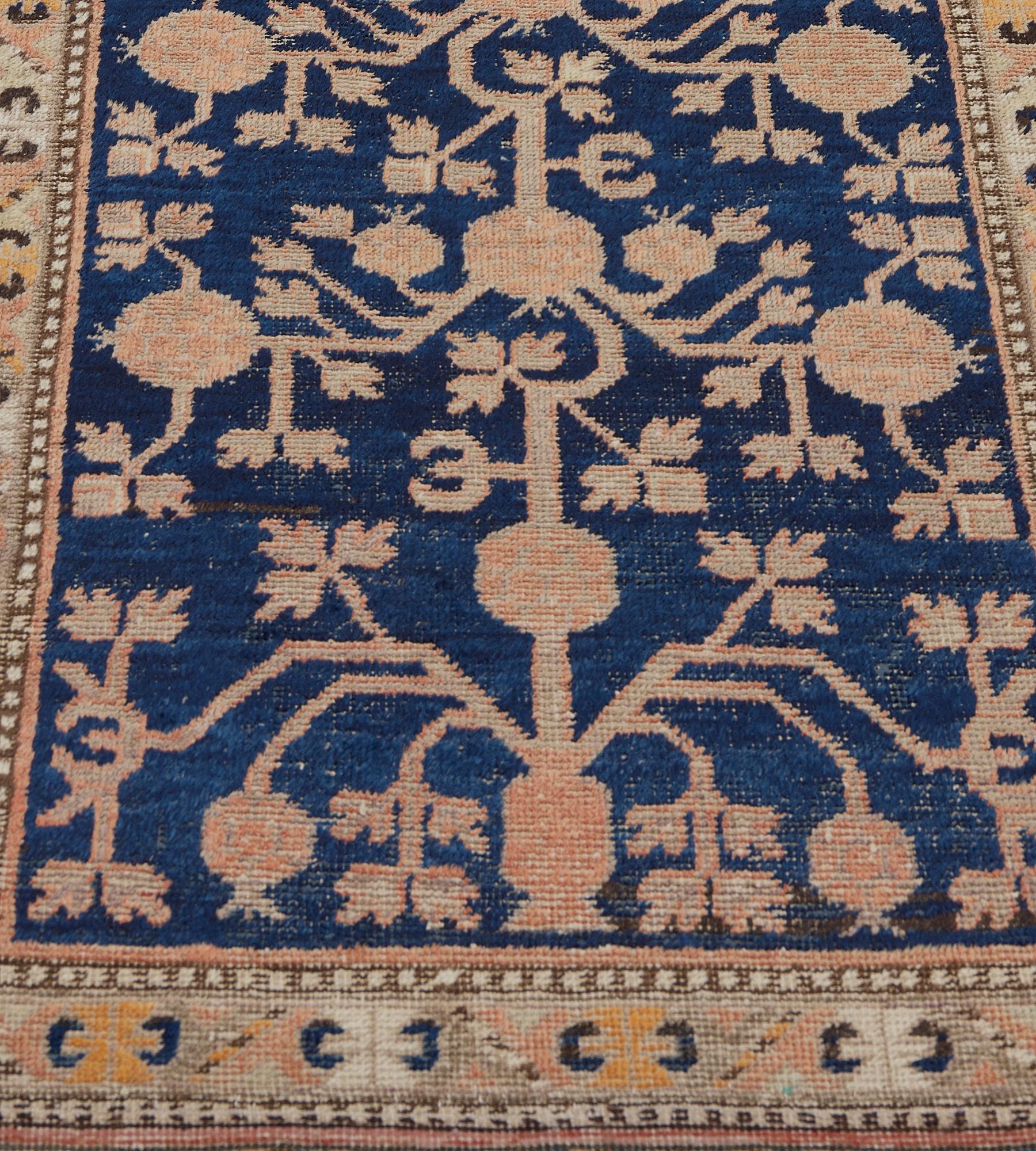 Traves de Mesa Khotan Antiguo Auténtico Tejido a Mano Granada Azul Real Jotan en venta