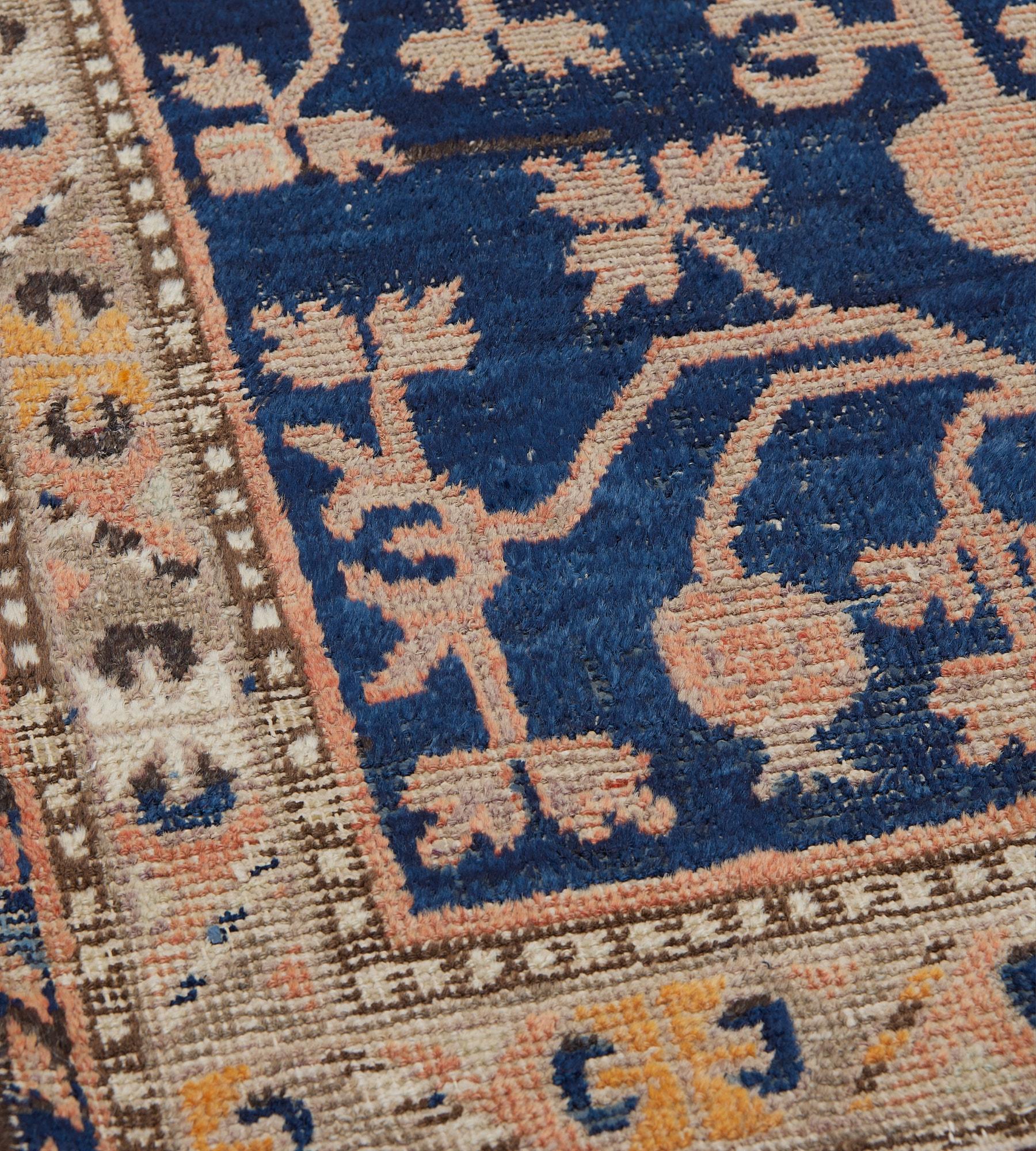 Traves de Mesa Khotan Antiguo Auténtico Tejido a Mano Granada Azul Real Turquestano oriental en venta
