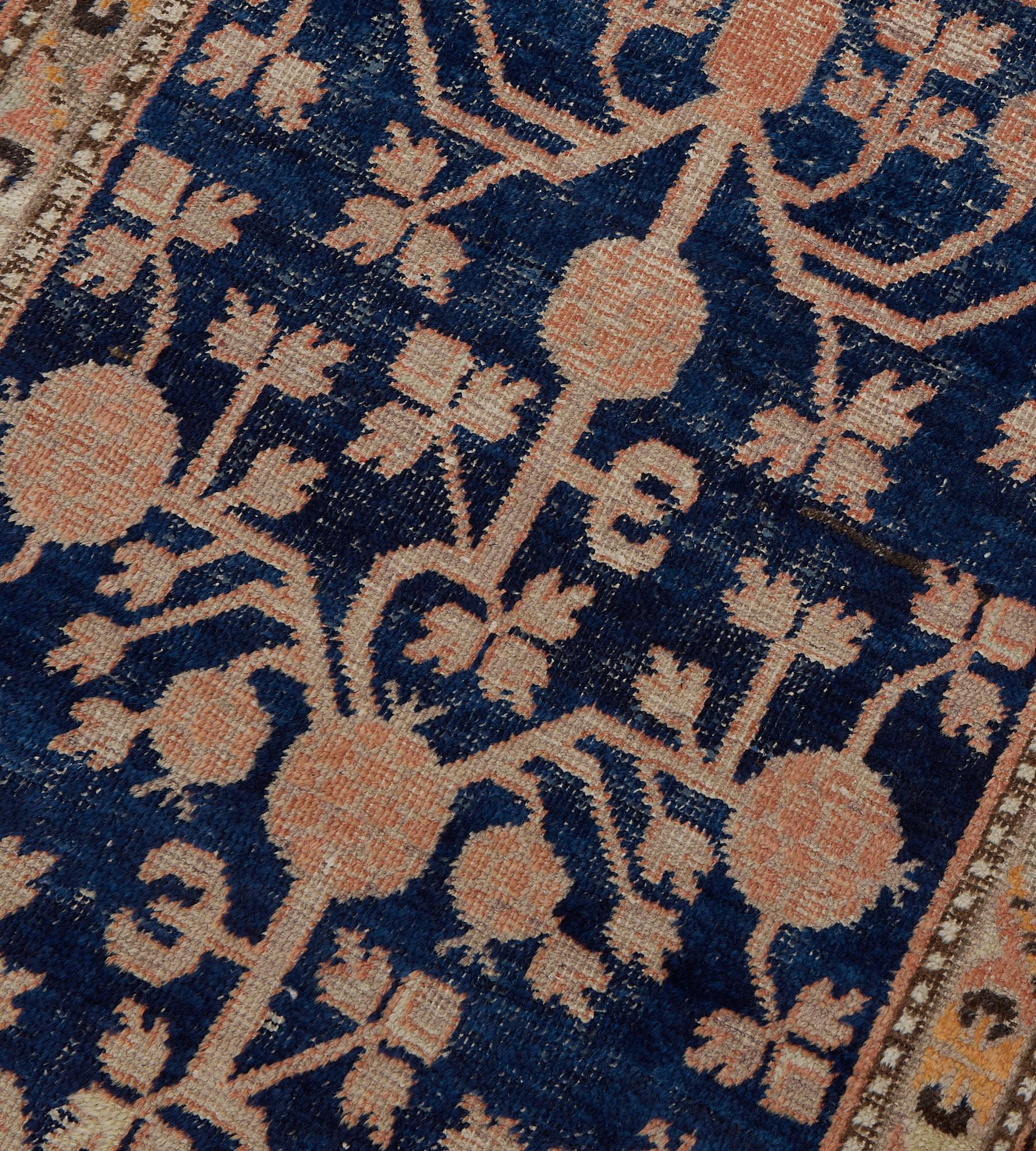 Traves de Mesa Khotan Antiguo Auténtico Tejido a Mano Granada Azul Real Lana en venta