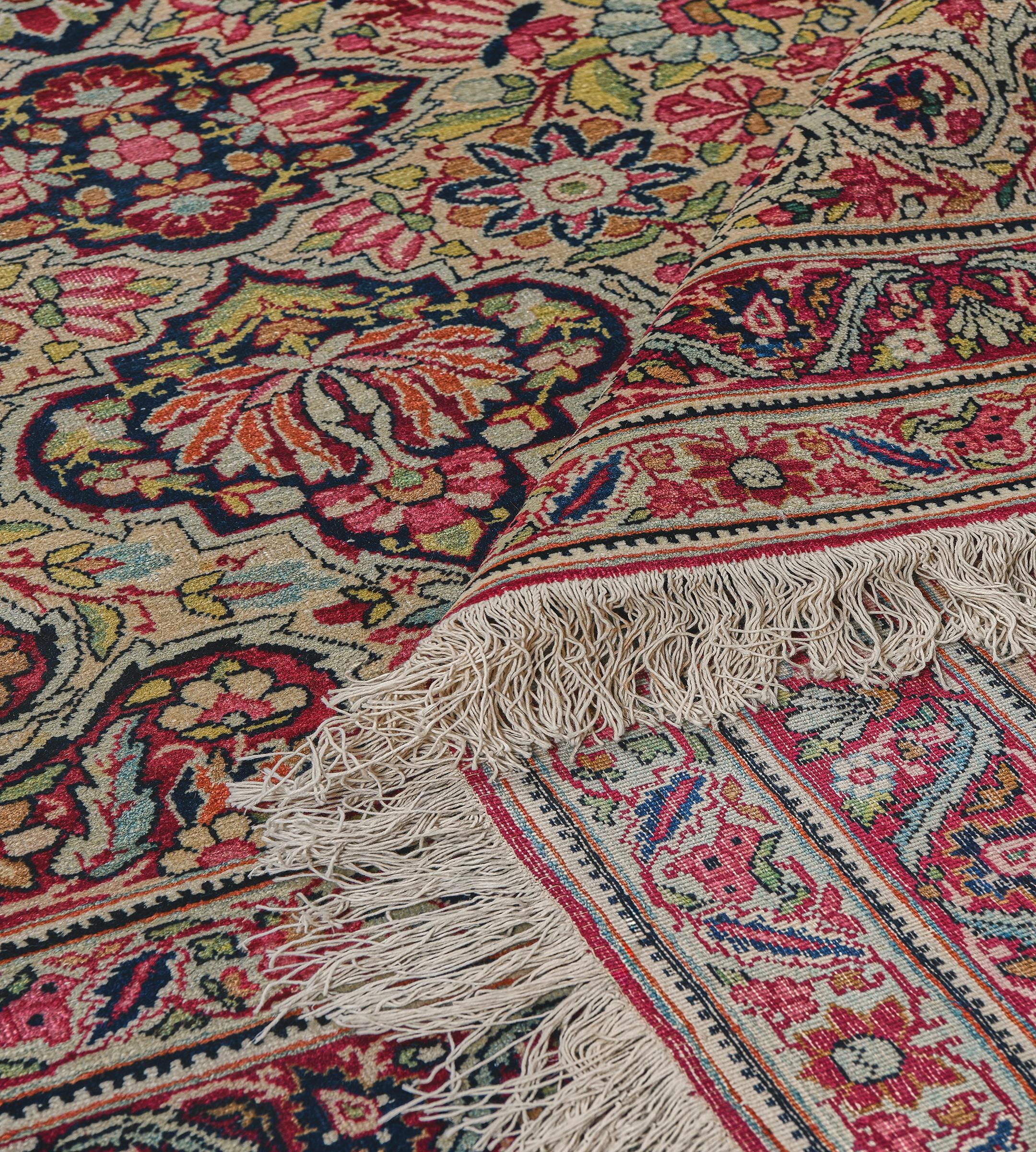Authentic Antique Hand-Woven Wool Persian Kerman Rug 9'x11'5