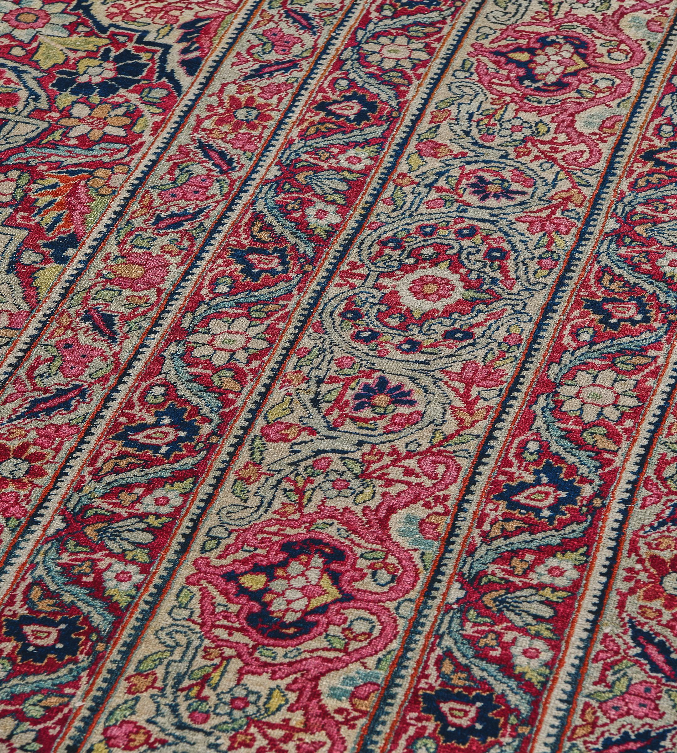 Authentic Antique Hand-Woven Wool Persian Kerman Rug 9'x11'5