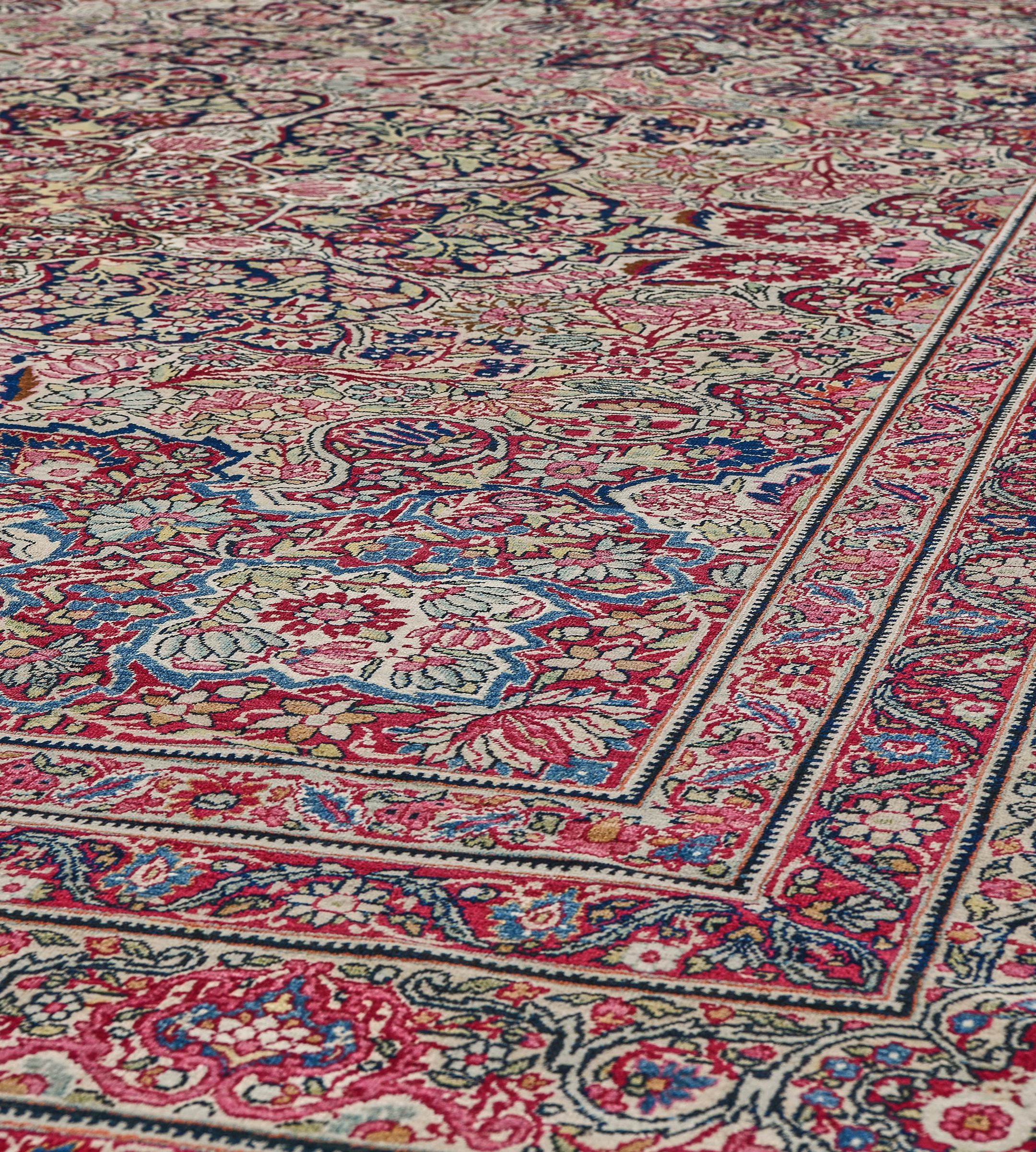 Authentic Antique Hand-Woven Wool Persian Kerman Rug 9'x11'5